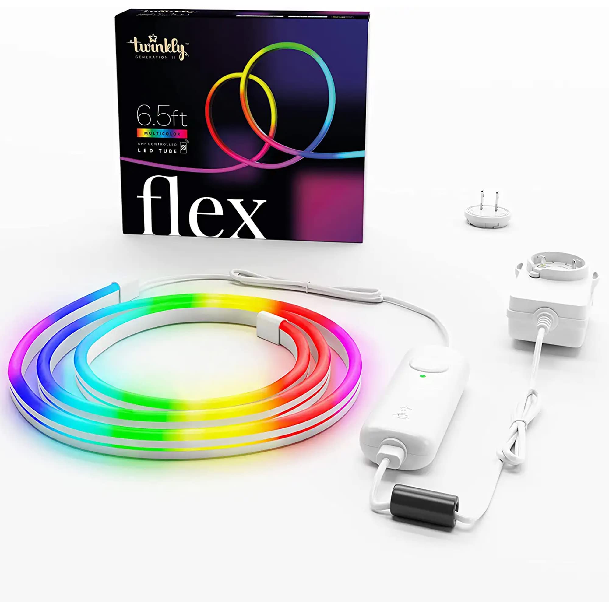 Twinkly LED Tube Strip Lights, 6.5ft, Multicolored, RGB, USB C Powered, Compatible with Alexa & Google Home, Model TWFL200STW-WUS