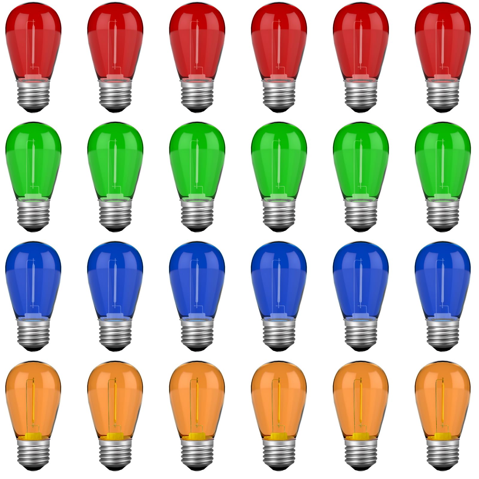 Visterlite S14 Colored Led String Light Bulbs, 1 Watt Plastic Shatterproof Led Replacement Bulbs For Indoor Outdoor Patio String