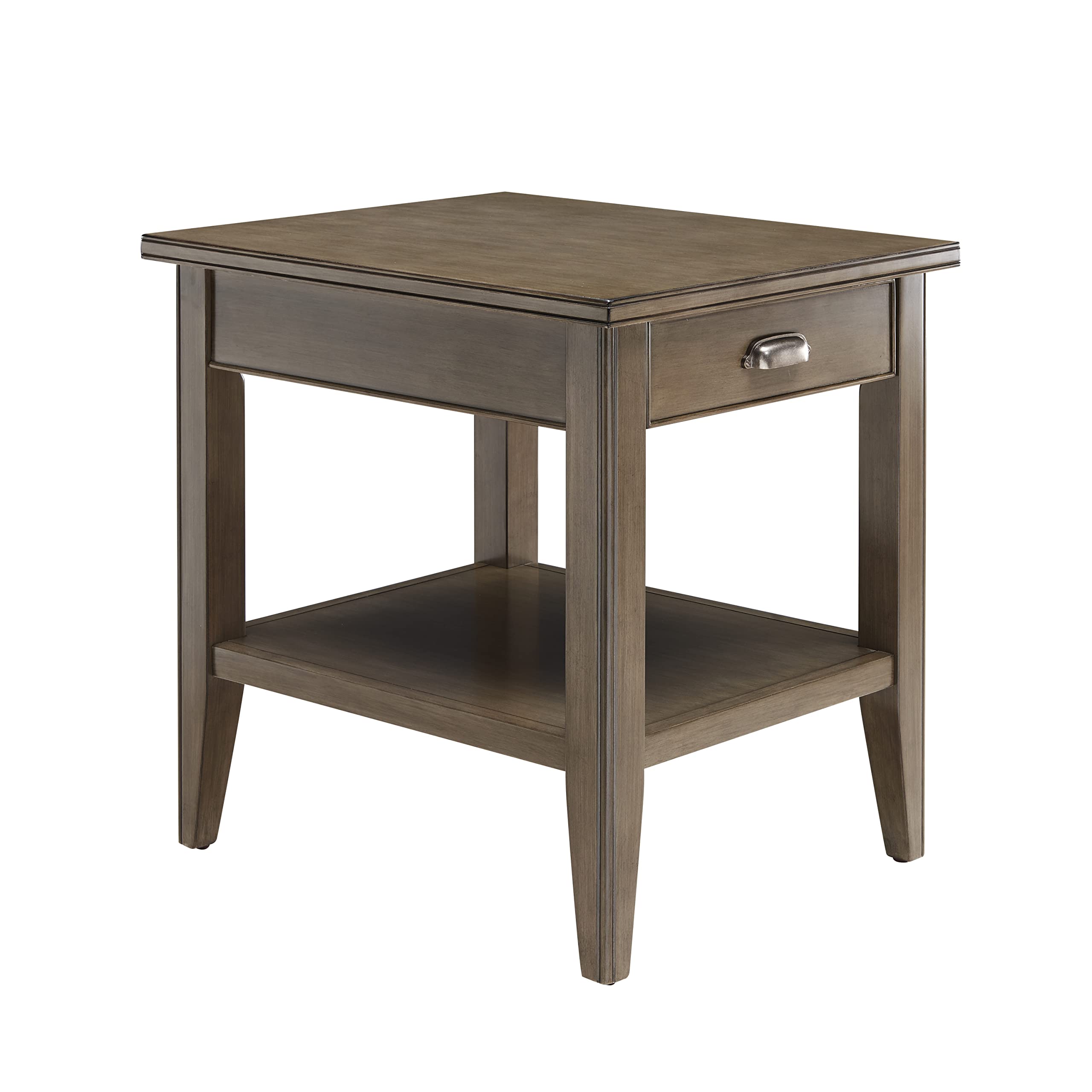 Laurent 20 In. Solid Wood End Table With Shelf And Drawer, Smoke Gray - Leick Home, 10507-Gr