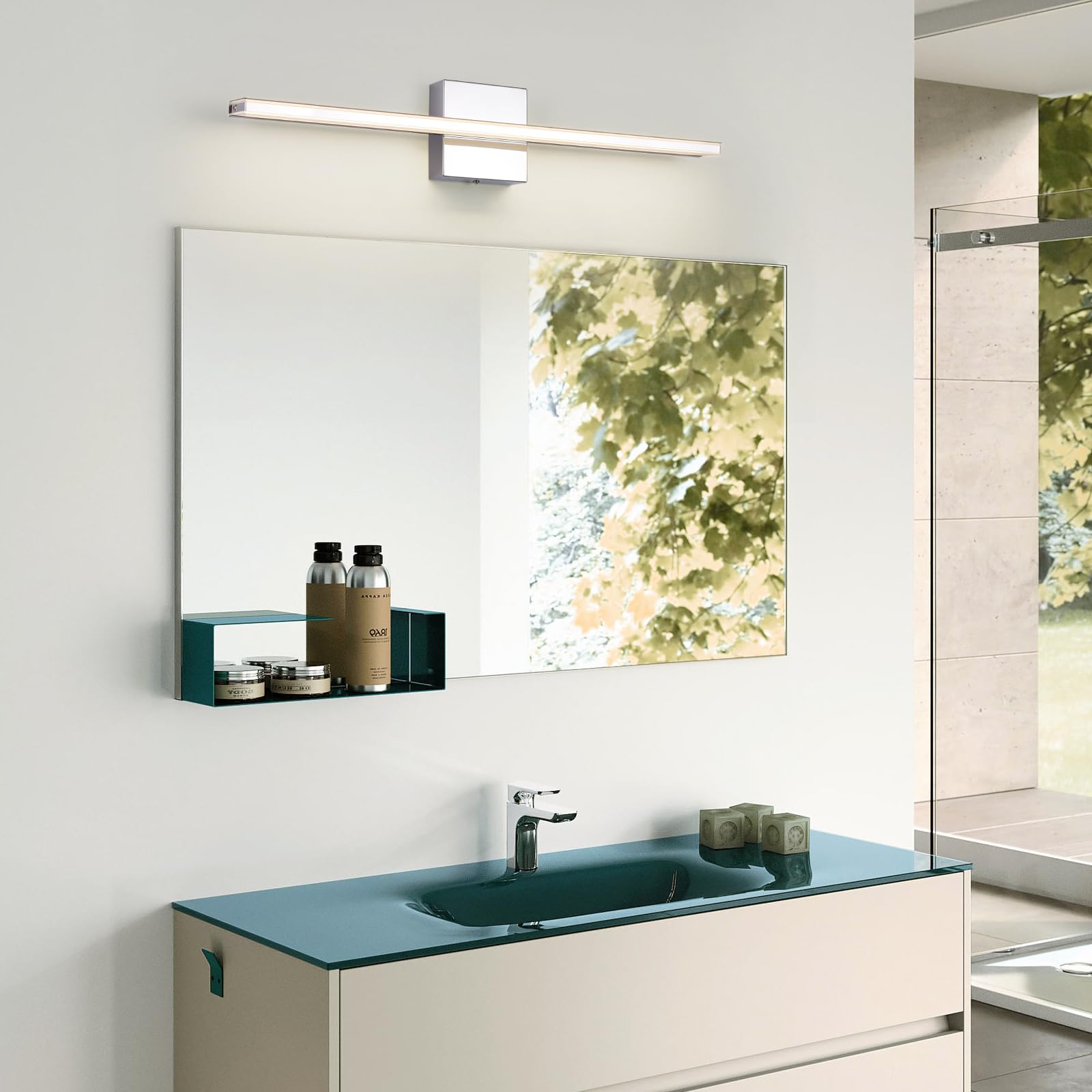 BRIVOLART Chrome Vanity Lights - Dimmable LED Bar Light, 23.6 Inch, 18W, Adjustable Angle, Model 96909366-8dd4-484d-a