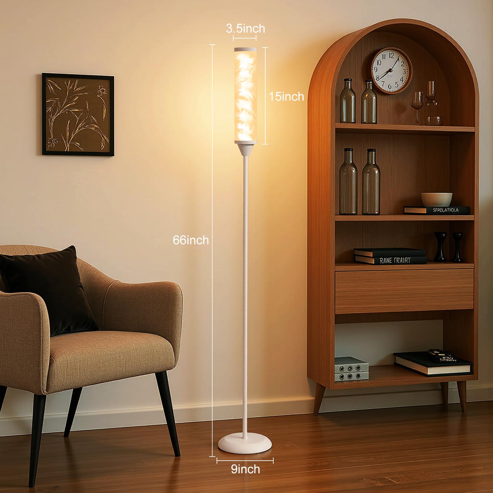 WORLD WIN Prism Glow Floor Lamp, Smart RGB LED with APP & Remote Control, 16M+, White, Modern Design for Living Room/Bedroom
