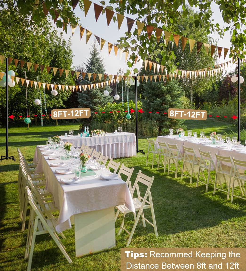 Sprimden 10Ft String Light Poles For Outdoors, Outside Light Poles For Hard Ground Surface, Backyard, Patio, Outdoor Lighting, Matte Black, 2 Pack