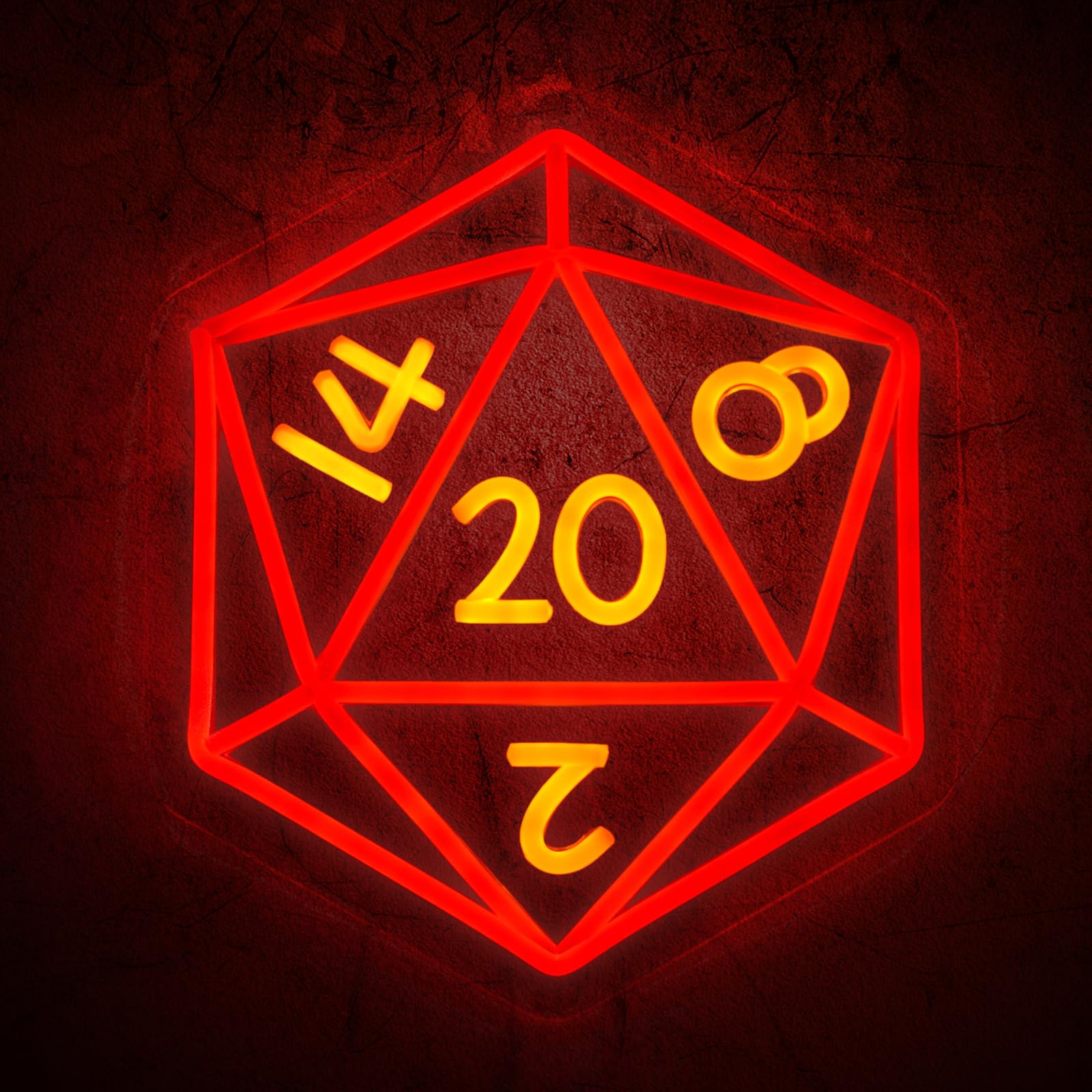 Dice Neon Signs for Wall Decor,Cool Dimmable Dungeons and Dragons Dice Game LED Sign,13x11 inch USB Powered Dimmable Neon Light 