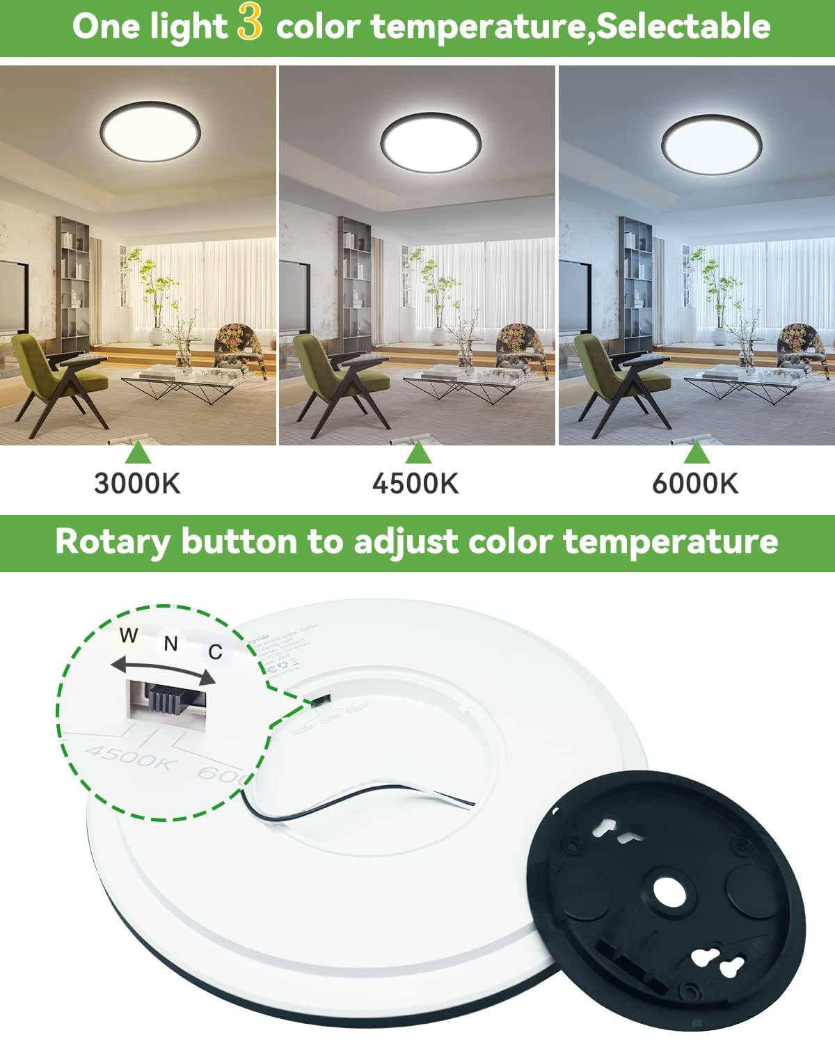 Zemty 8Pack 12 Inch Led Flush Mount Light, 28W 3200Lm Super Slim Ceiling Light Fixture, 3000K/4500K/6000K Selectable Ceiling Lam