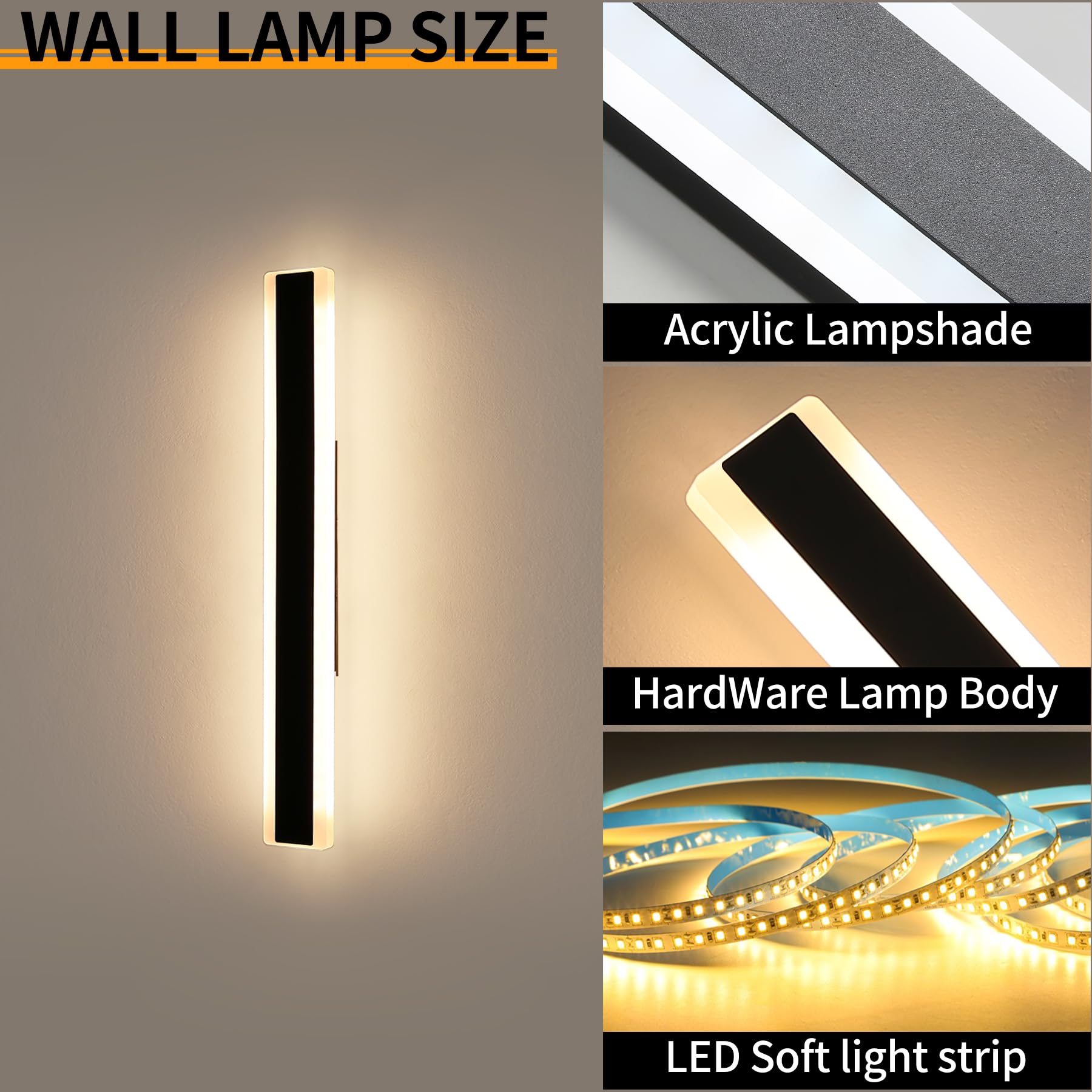 Mikeru 2Pack 31.4Inch Outdoor Wall Light Fixtures  10%-100% Dimmable Outdoor Wall Lights Exterior Front Porch Light 3000-6000K Wall Mounted Led Lighting For Basement  Shop Garage Lighting