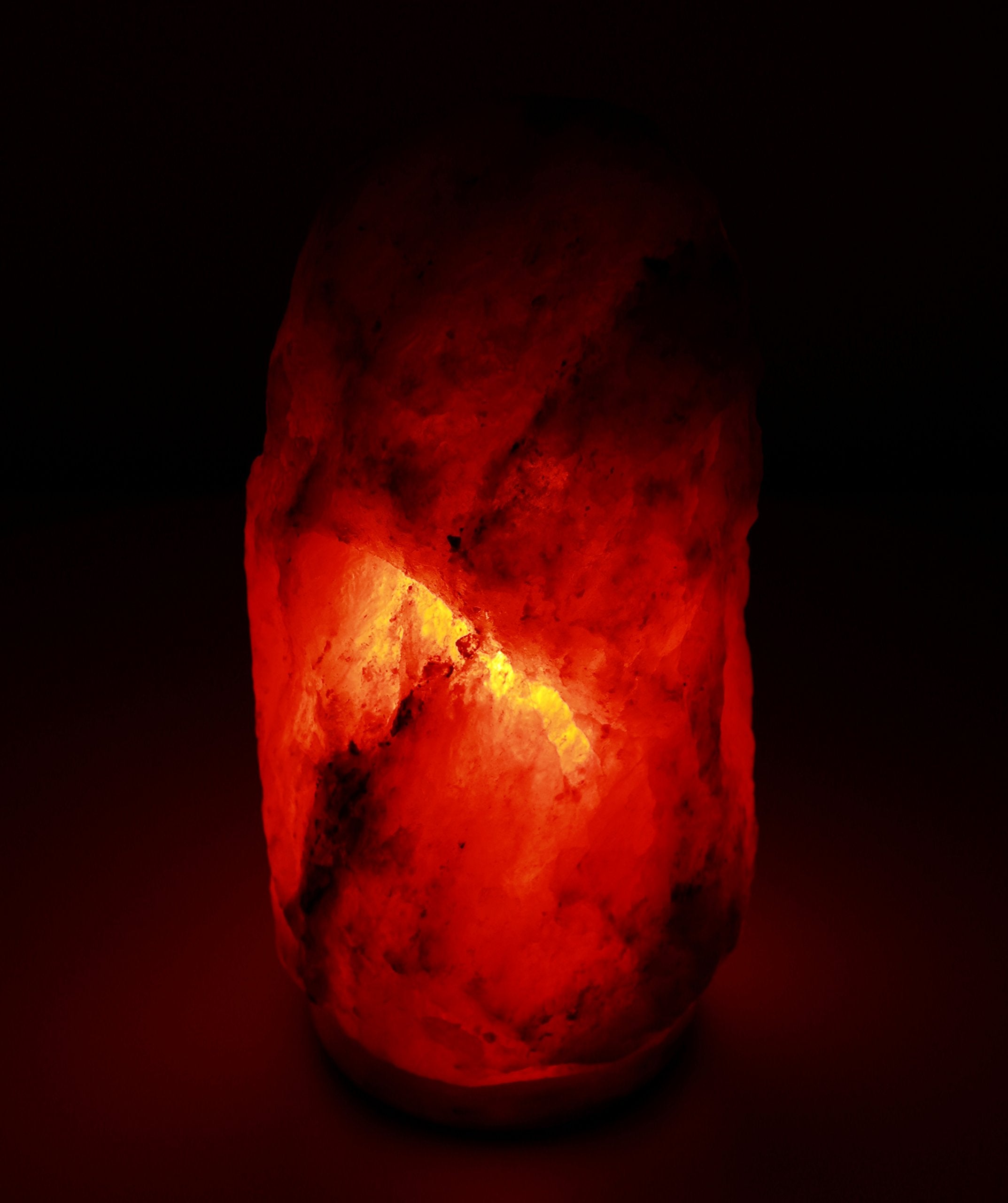 Himalayan Rock Salt Natural Crystal Lamp, 11.5&quot; Tall – Soft Calm Therapeutic Light – Naturally Formed Salt Crystal Design On Onyx Marble Base – Tibetan Evaporated Rock Lamps – Dark Orange Hue