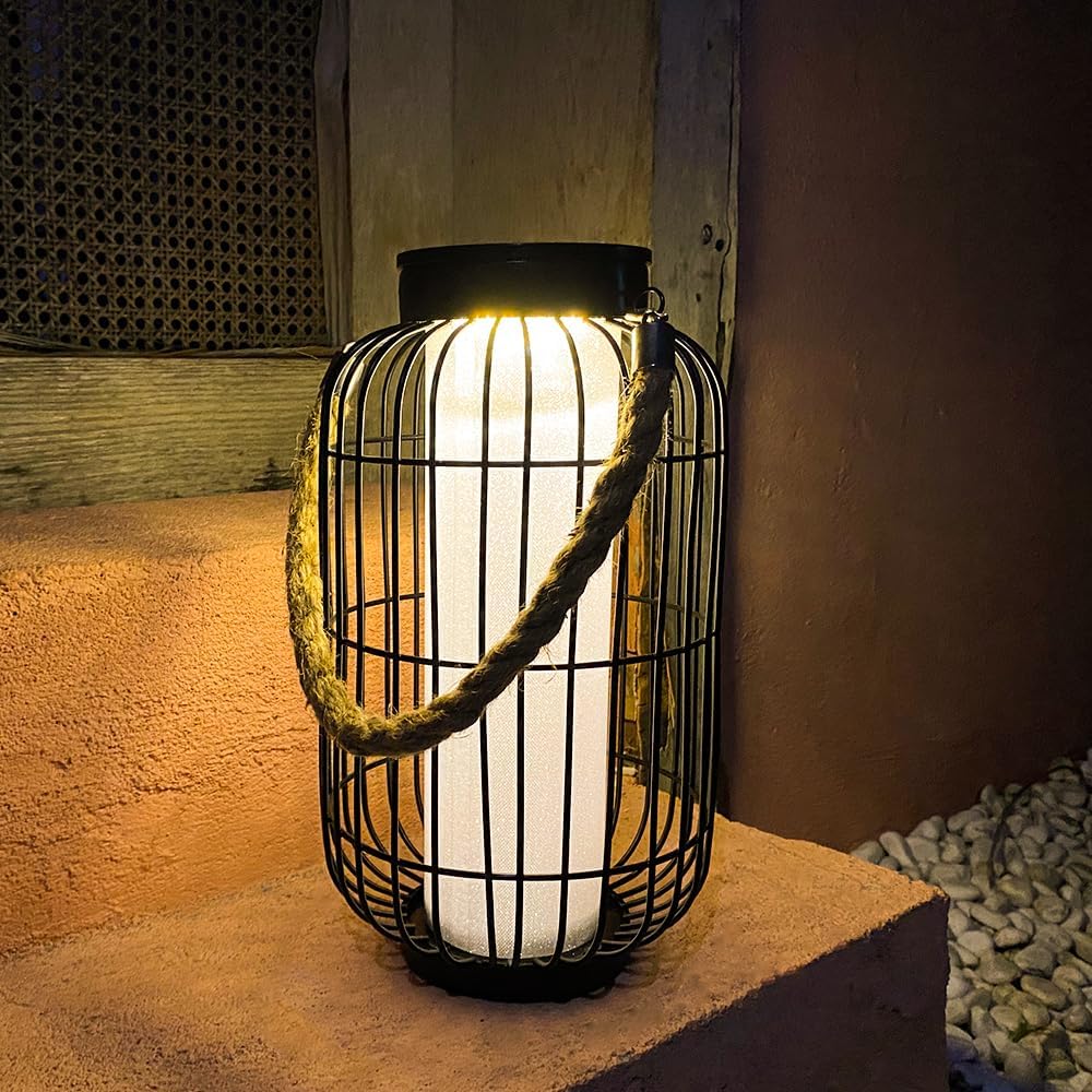 Baterysu Large Outdoor Solar Lanterns Hanging Light Waterproof Led Garden Lights Solar Powered Retro Metal Auto On Off Table Lam