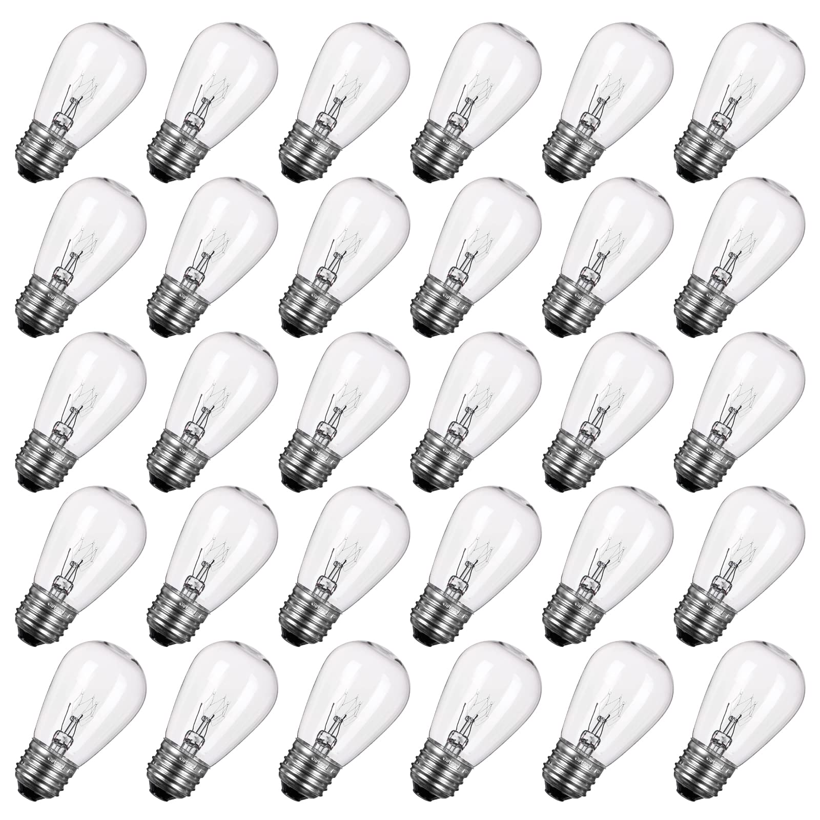 30 Pack S14 Clear Bulbs 11 Watt Warm Replacement Incandescent Glass Light Bulbs With E26 Medium Base For Indoor And Outdoor Comm
