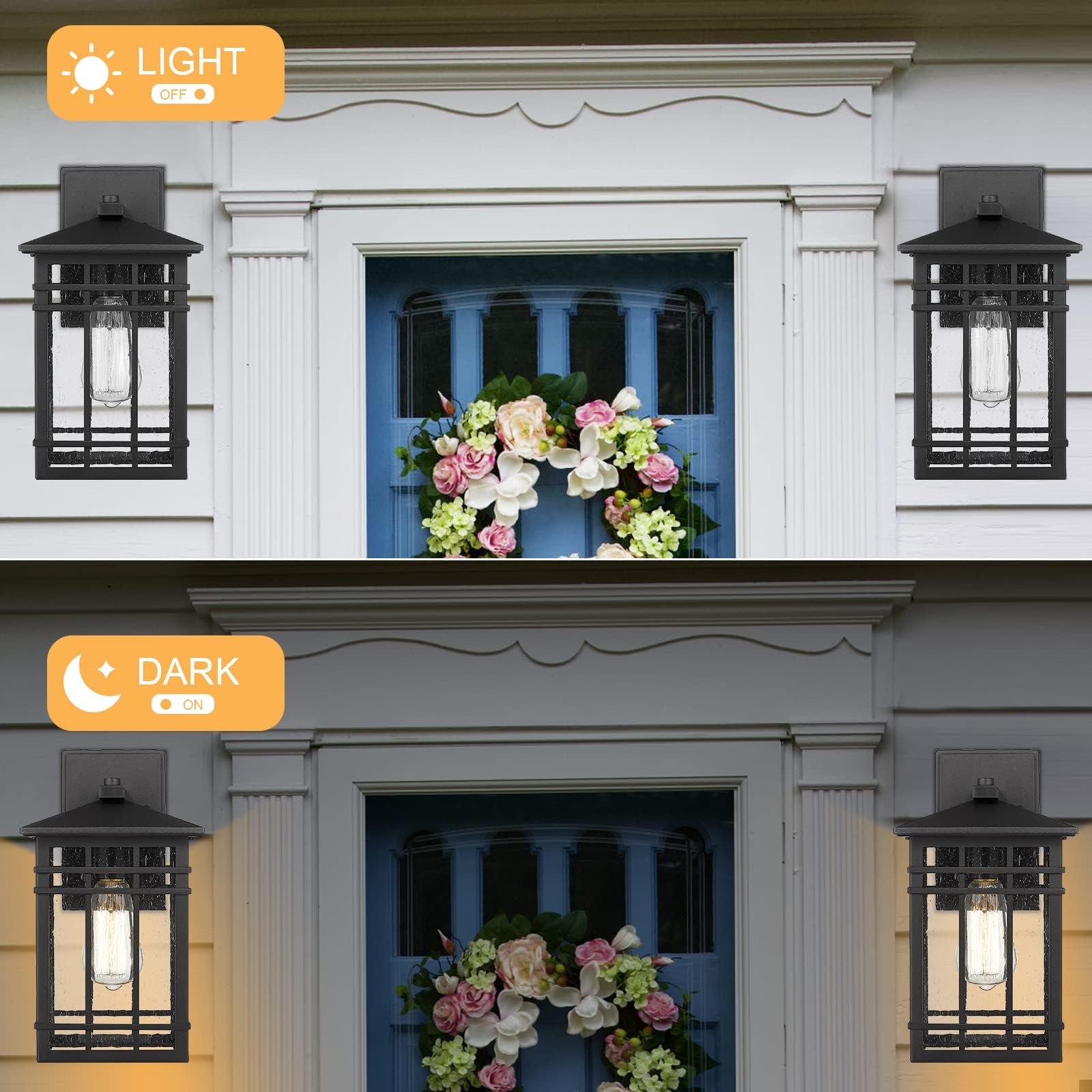Rosient Outdoor Wall Lantern  Exterior Light Fixture  Waterproof Outdoor Wall Lighting Fixture Outside With Seeded Glass For Porch  Garage  Patio  Hallway  Entryway  2 Pack