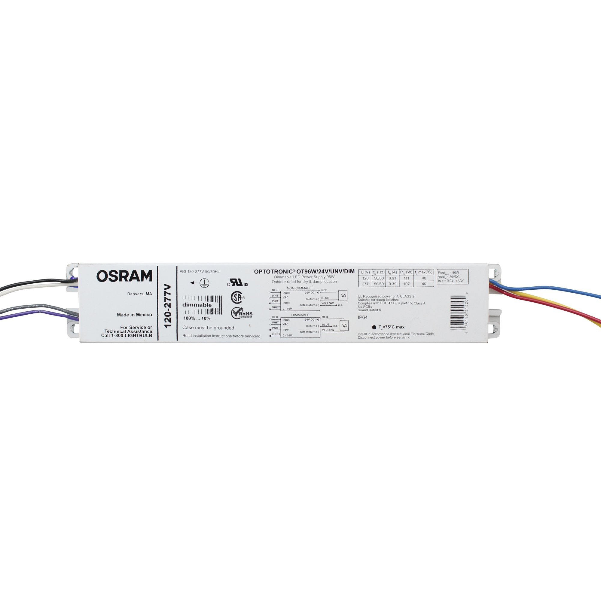 Ledvance Osram Constant Voltage 96W 24Vdc Dimmable Led Power Supply, 1 Pack, White