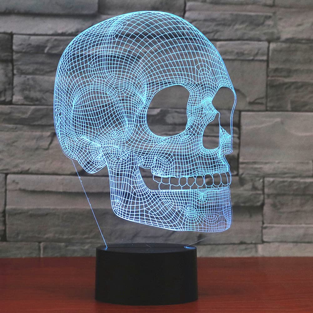 AGWIM 3D Skull Night Light Lamp, USB Touch Switch, 7 Colors, Model 8531, Acrylic, Halloween Decoration
