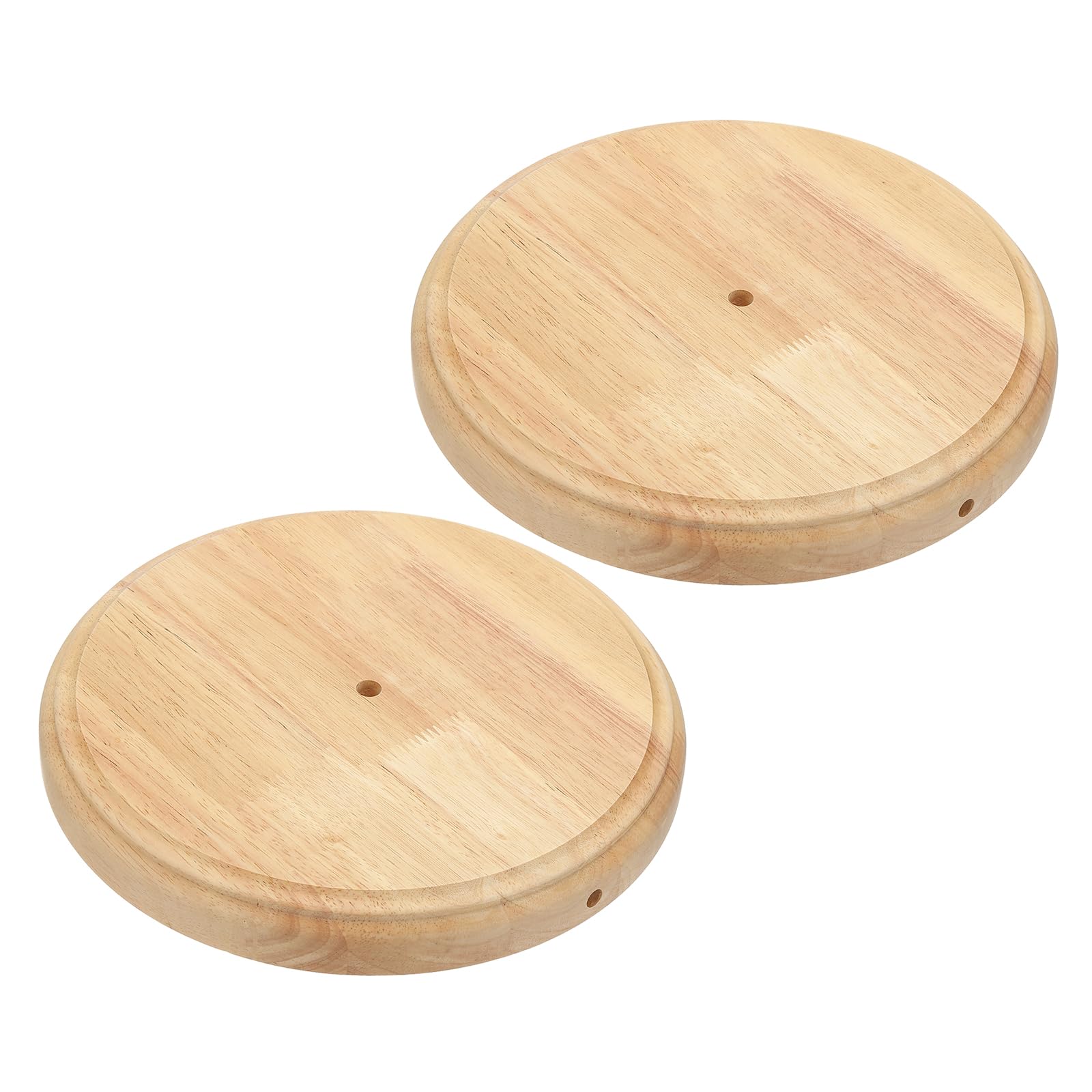Patikil 9.5'' X 1.3'' Wooden Lamp Base, 2Pcs Round Solid Wooden Base Wood Desk Lamp Display Stand Replacement For Bedroom Bedsid