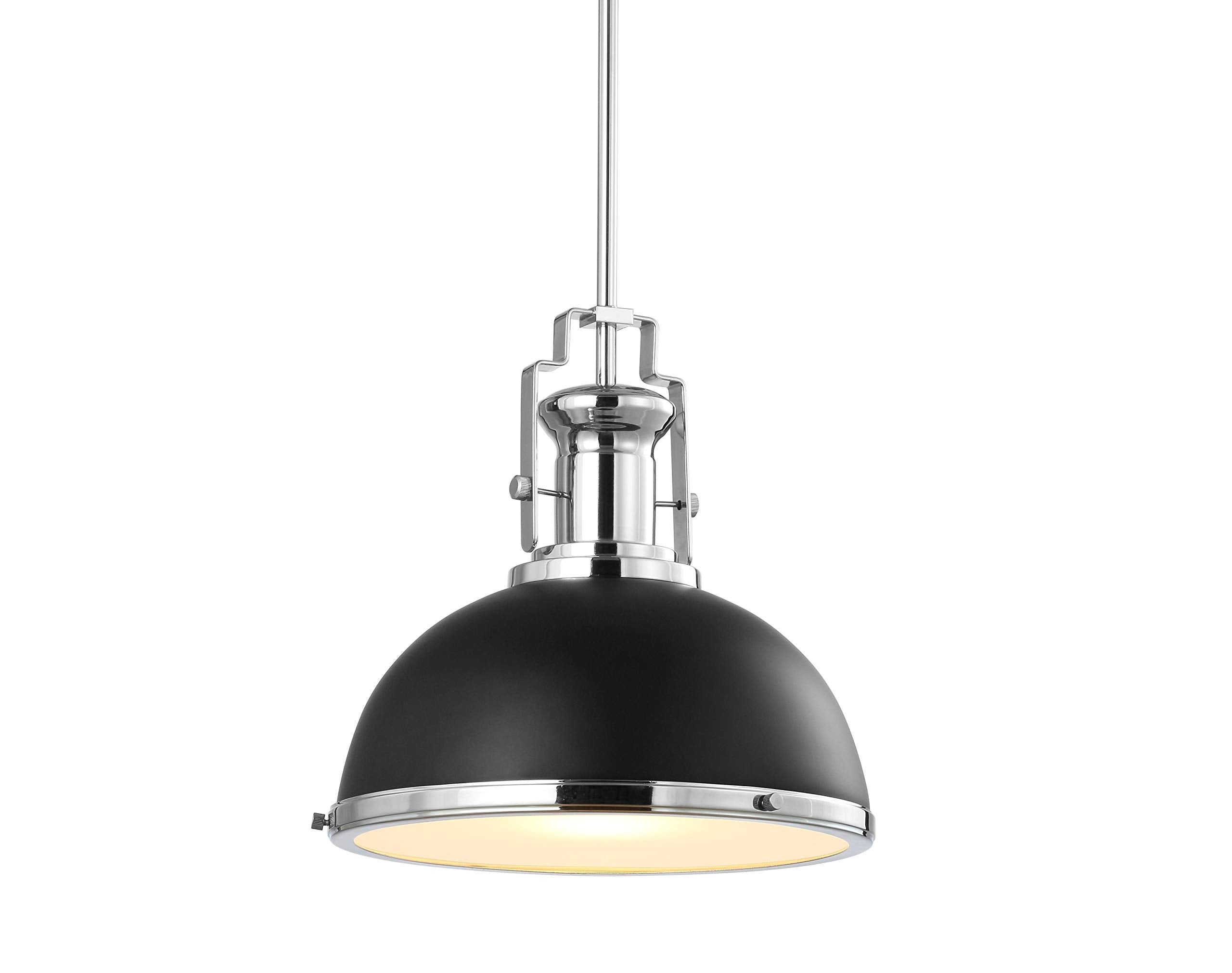 JONATHAN Y JYL9536B Homer 13'' Adjustable Iron/Glass Vintage LED Kitchen Pendant for Living Room Bedroom, Classic Cottage, Black