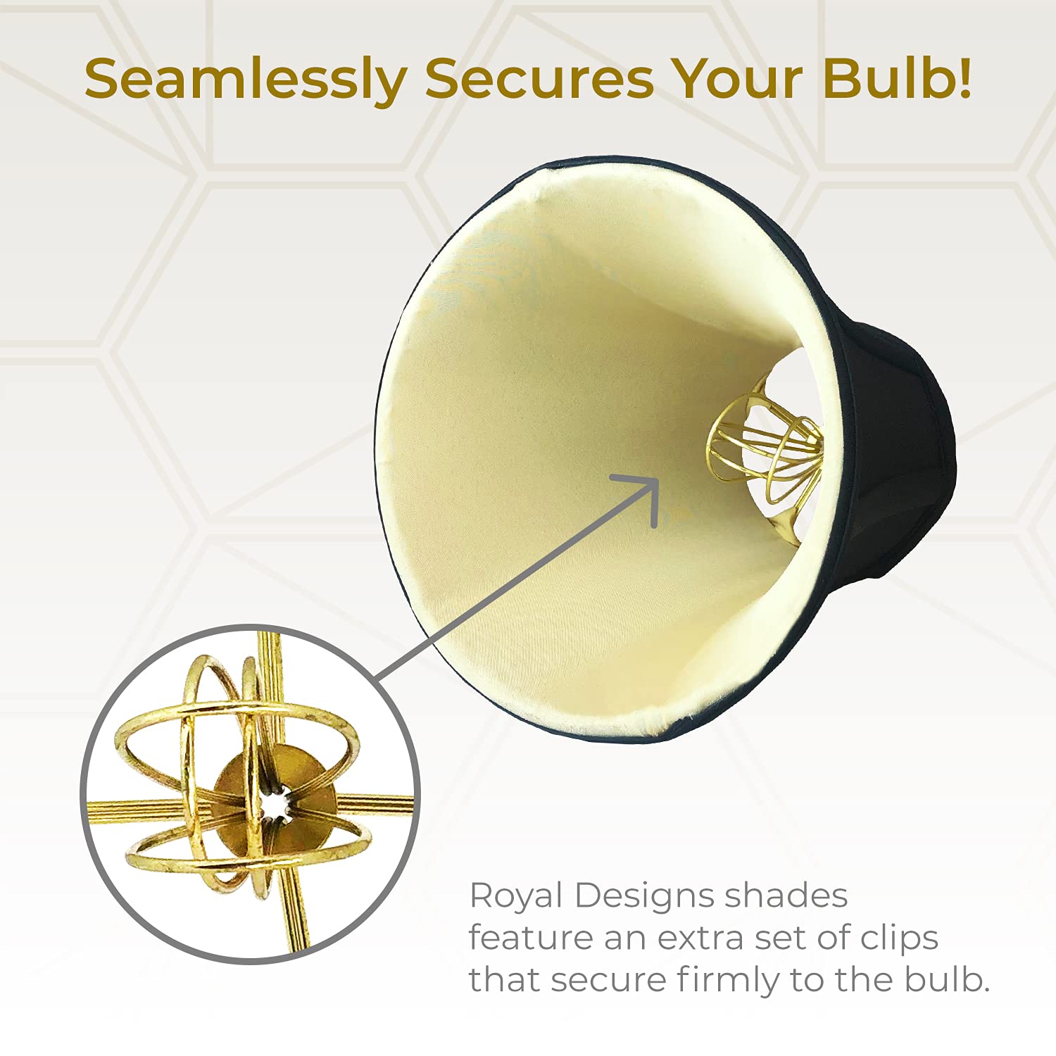 Royal Designs, Inc. True Bell Lamp Shade With Flame Clip, Black, 3'''' X 6'''' X 6.25'''''' (Bs-704Fc-6Blk)