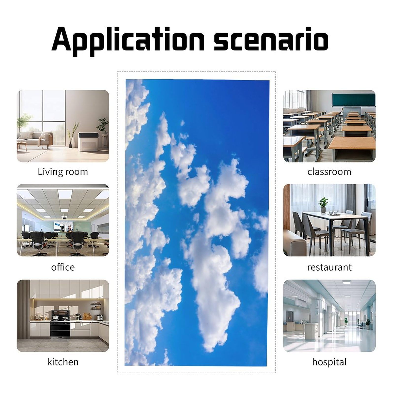 Sunnyhut 2 Pack Fluorescent Light Cover For Ceiling Light -White Clouds Blue Sky Magnetic Light Covers Classroom, Light Filters