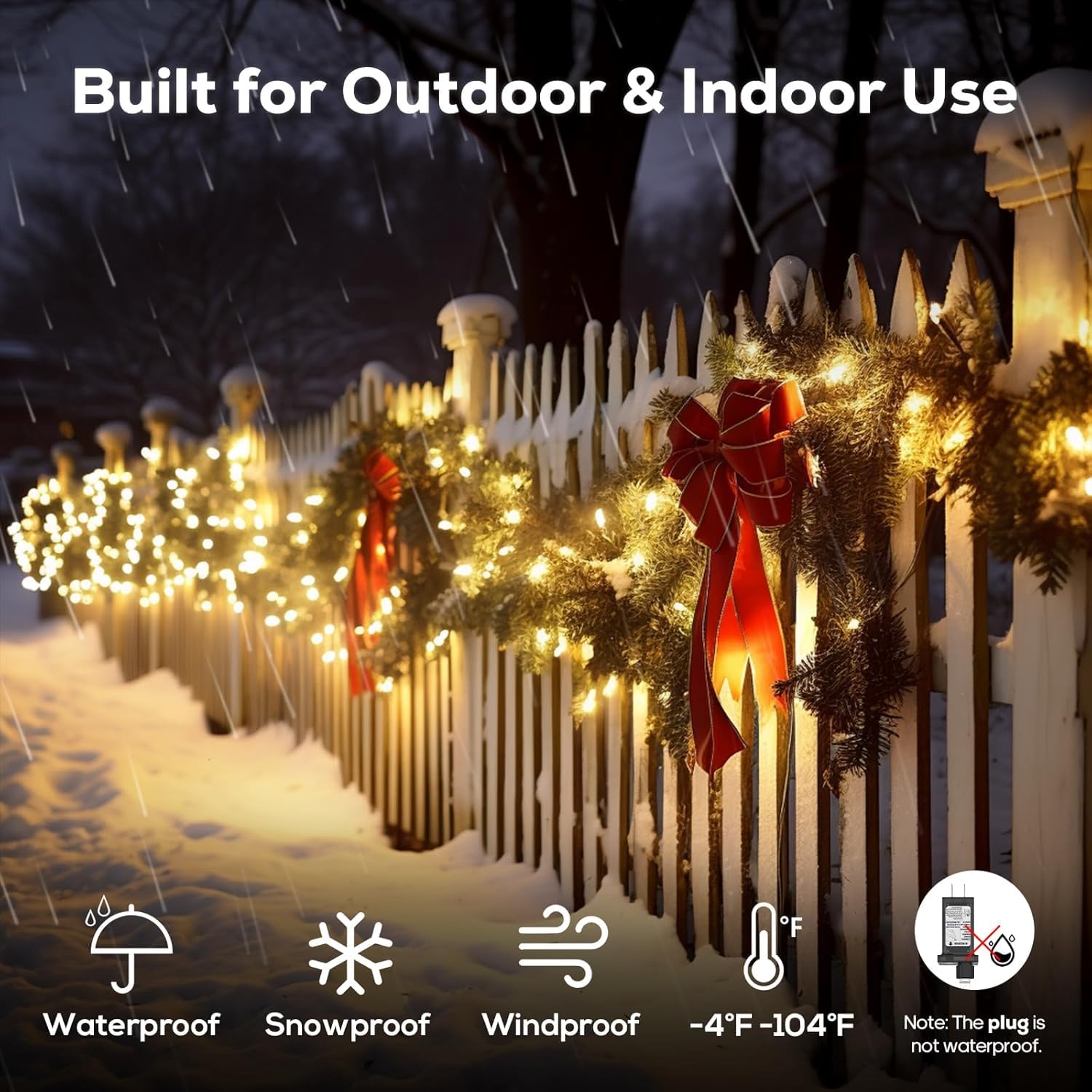 Soiarllt Christmas Lights, 206Ft 600Led Outdoor String Lights, Plug In, Waterproof, 8 Modes, Timing And Memory, For Party, Festi