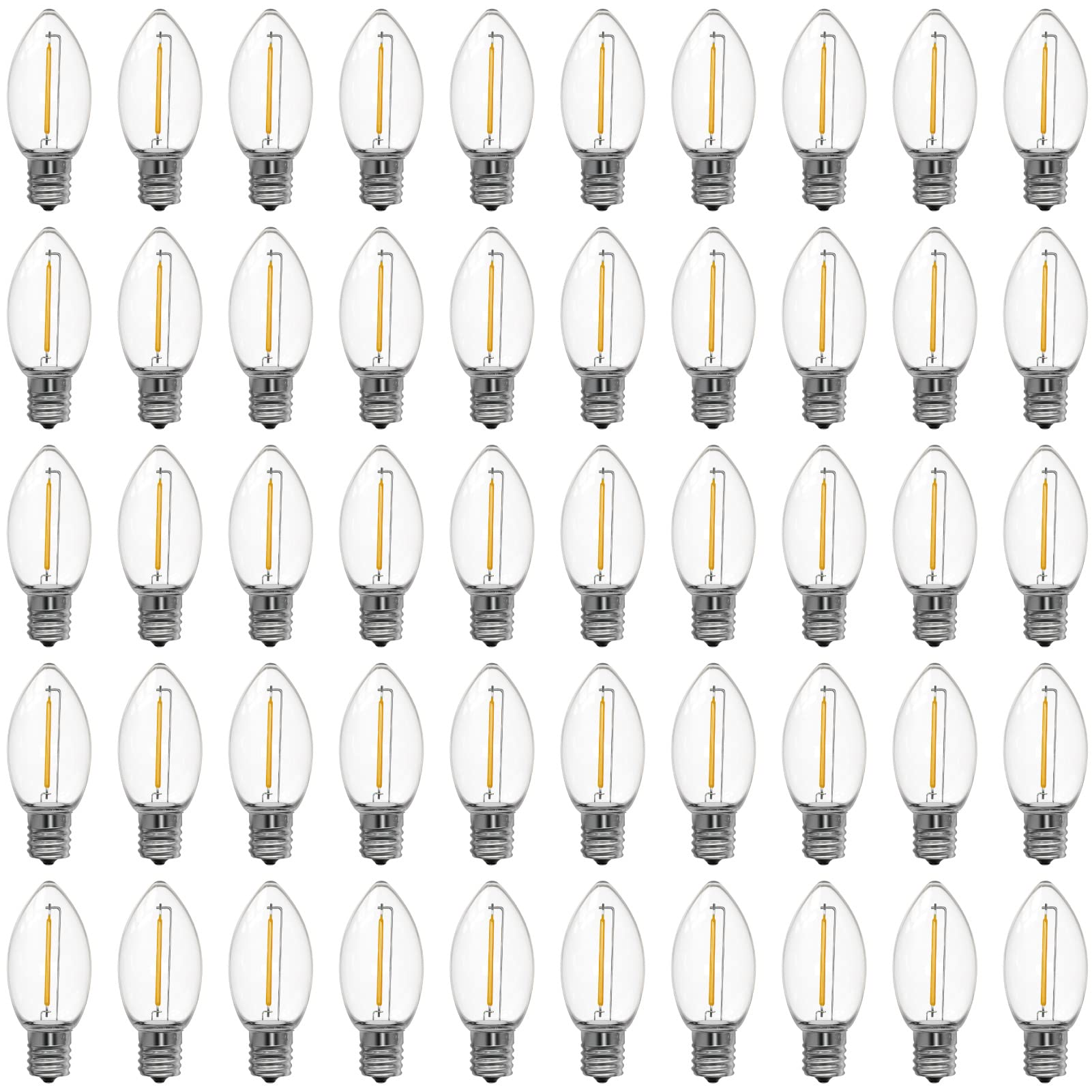 Meconard C9 Led Replacement Christmas Light Bulbs, C9 Shatterproof Plastic Led Bulbs For Christmas Outdoor String Lights, E17 In