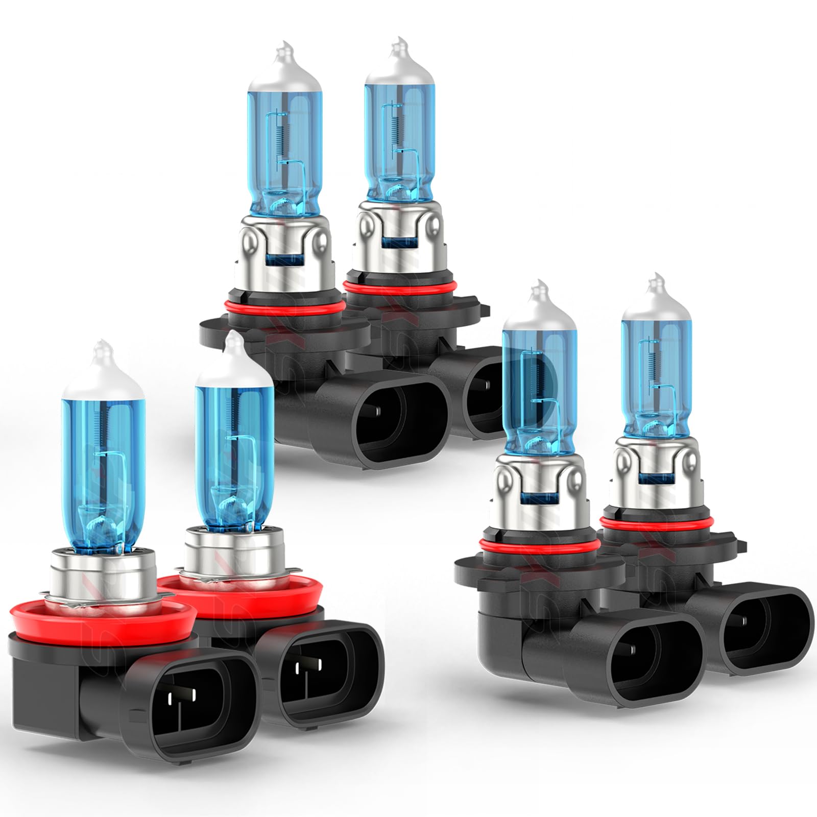 SYJIIP Halogen Headlight Bulbs 9005 H11 6000K White 300% Brightness for Ford F150 2015-2023, 6-Pack, Plug n