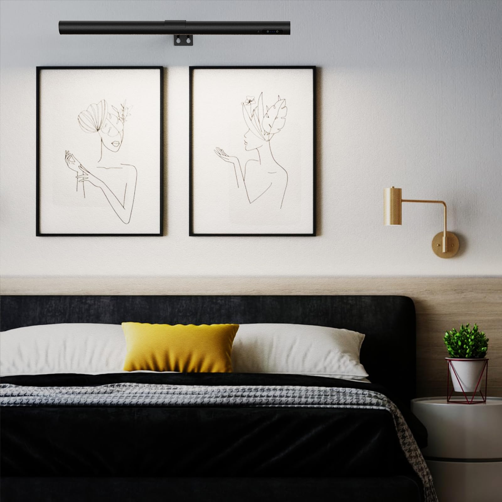 Eayoyae 19.7Inch Battery Operated Wireless Picture Light,Remote Control Painting Display Lights, Rechargeable Wall Lights With Three Modes And Power Display For Art Frame