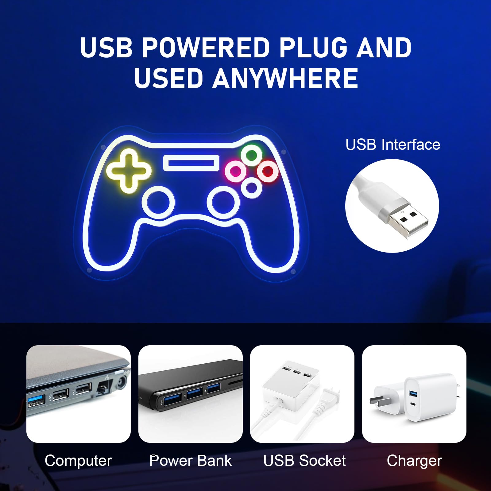 Gamer Neon Sign-Game Led Sign For Teen Boy Gamepad Shaped Signs Light For Gamer Room Bedroom Wall Decor Gifts