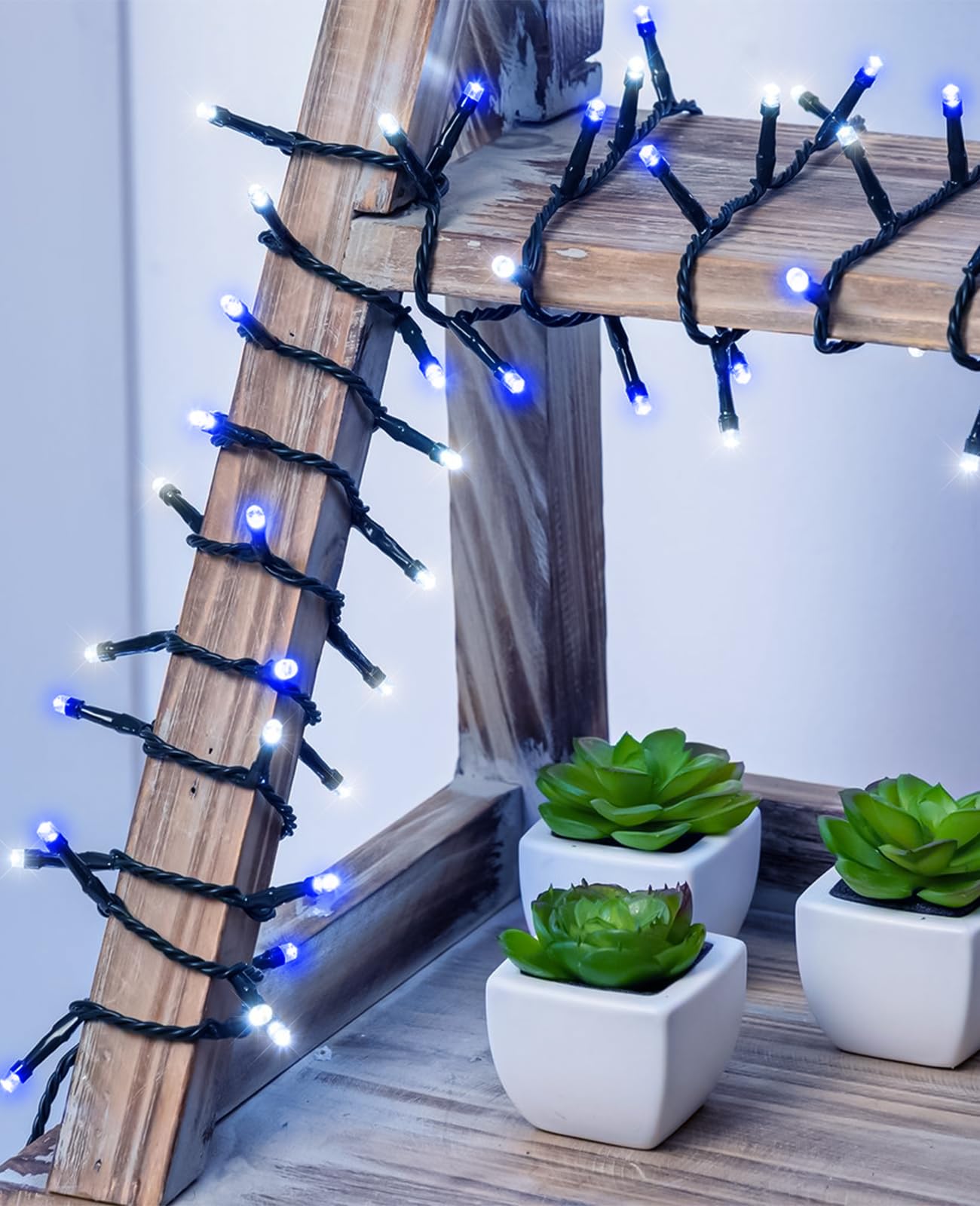 Xmasbokeh Blue White Christmas Lights Outdoor  80Ft 240 Led Christmas Tree Lights Waterproof Plug In  8 Modes Connectable Christmas Decorations Green Wire For Indoor Bedroom House Patio Holiday