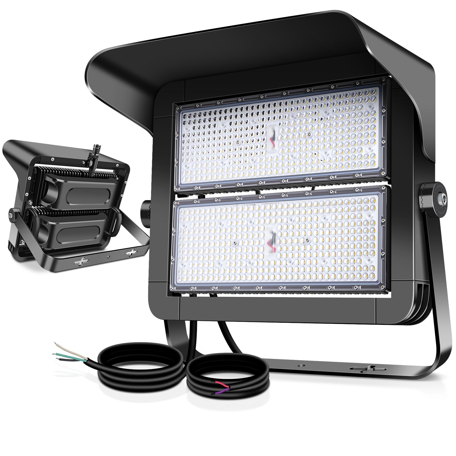 BIRITALO 75000LM Dimmable Led Stadium Flood Light 3000W Equivalent Super Bright 0-500w Led Arena Lights 100-277v 5000k Yoke Mount Ip66 Waterproof Outdoor Wall Light Commercial for Yard Barn Court