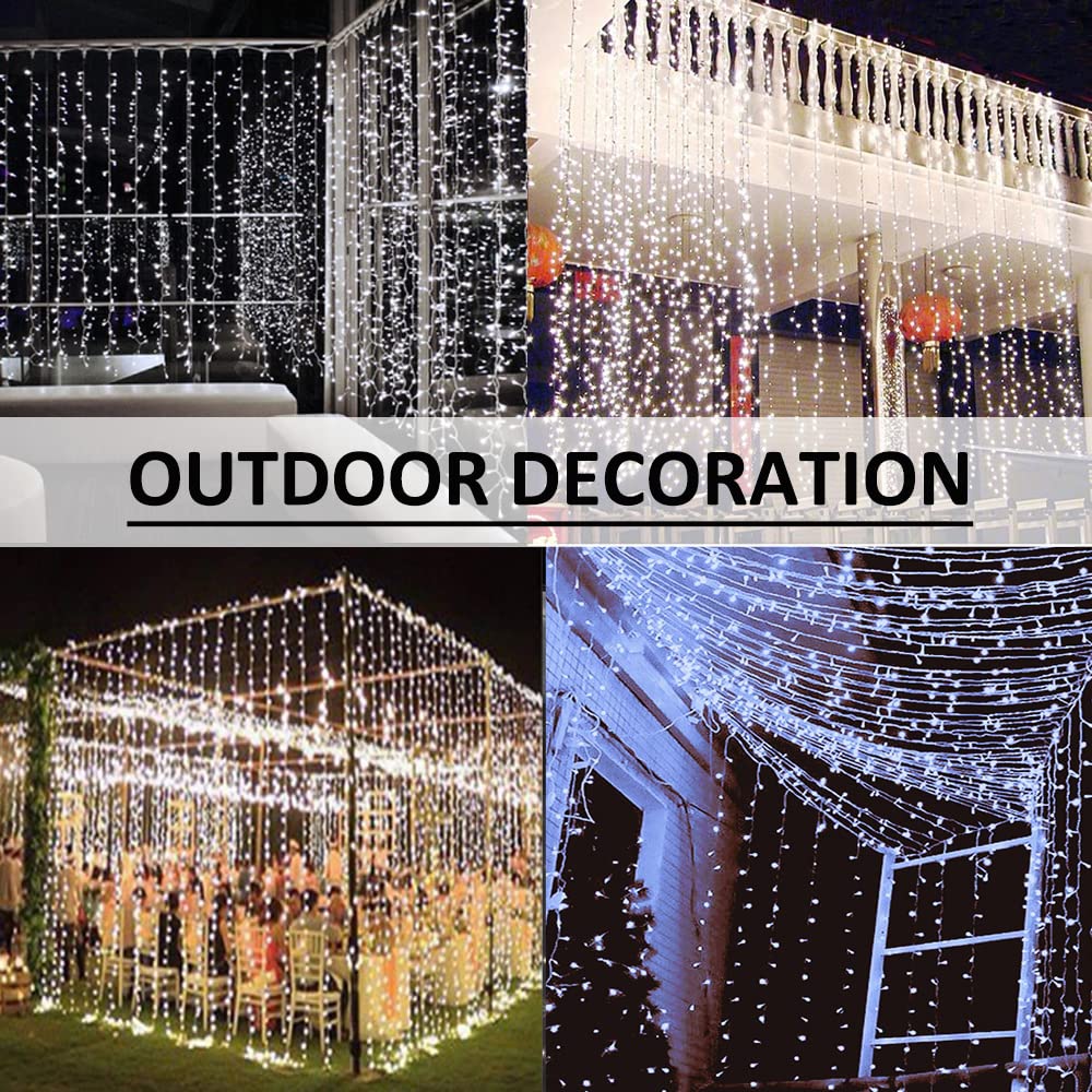 Solhice Led Curtain Lights Outdoor 30Ft X10Ft Cool White, 720 Led Plug In Hanging Christmas String Lights Indoor, Twinkle Light