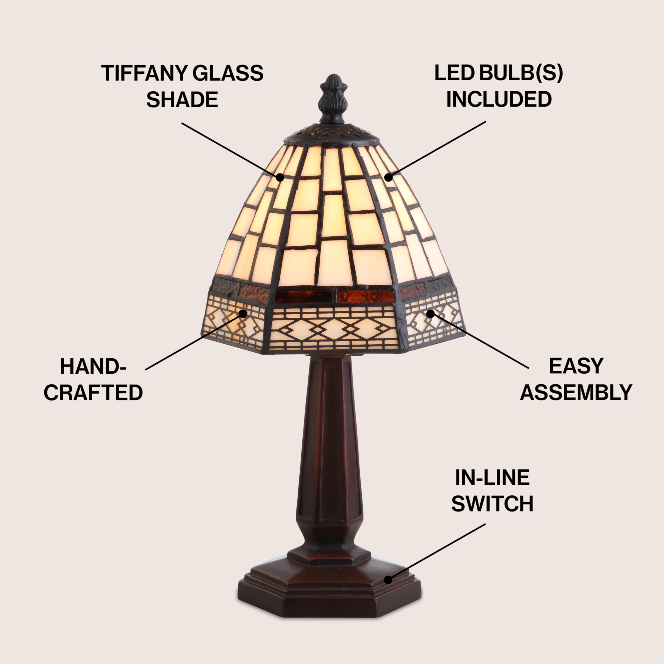 Jonathan Y Jyl8016B Carter Tiffany-Style 12'' Led Table Lamp, Red/Yellow For Bedroom, Living Room, Kitchen, Home Office, Kids Ro