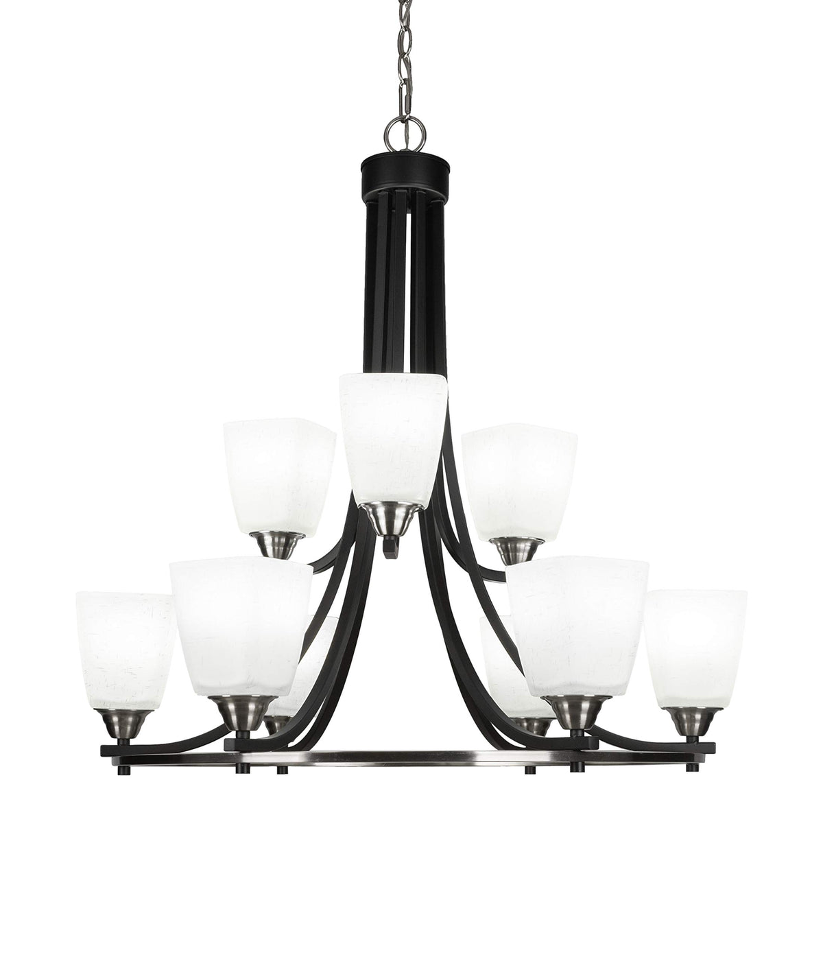 Toltec Lighting Paramount 9 Light Chandelier in Matte Black & Brushed Nickel (3409-MBBN-460)