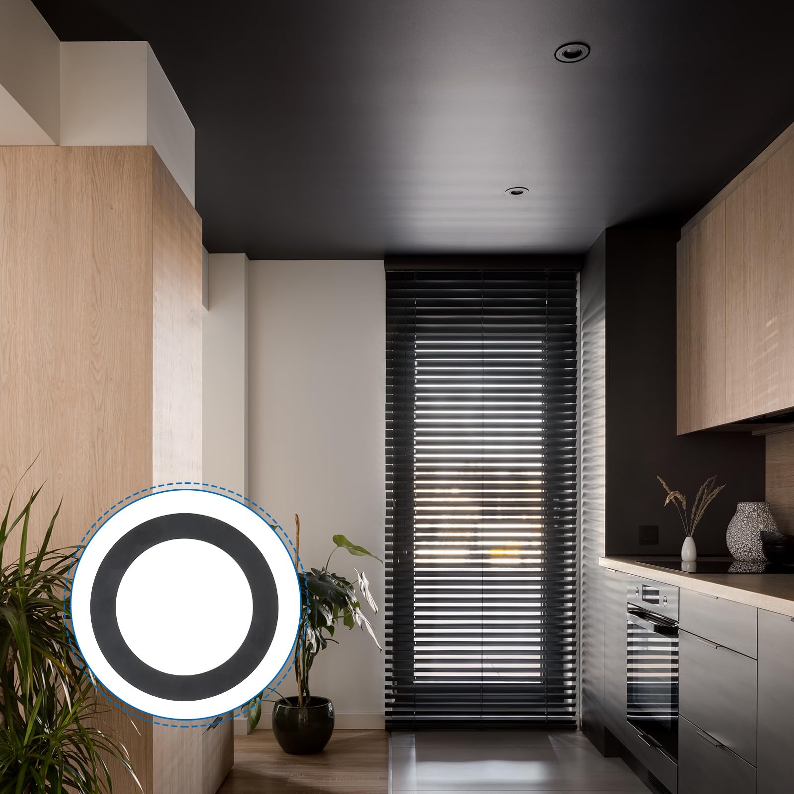 PATIKIL Light Trim Ring, Black Goof Ring for Ceiling Wall Recessed Can Downlights, 8.58" OD x 6.3" ID, Metal