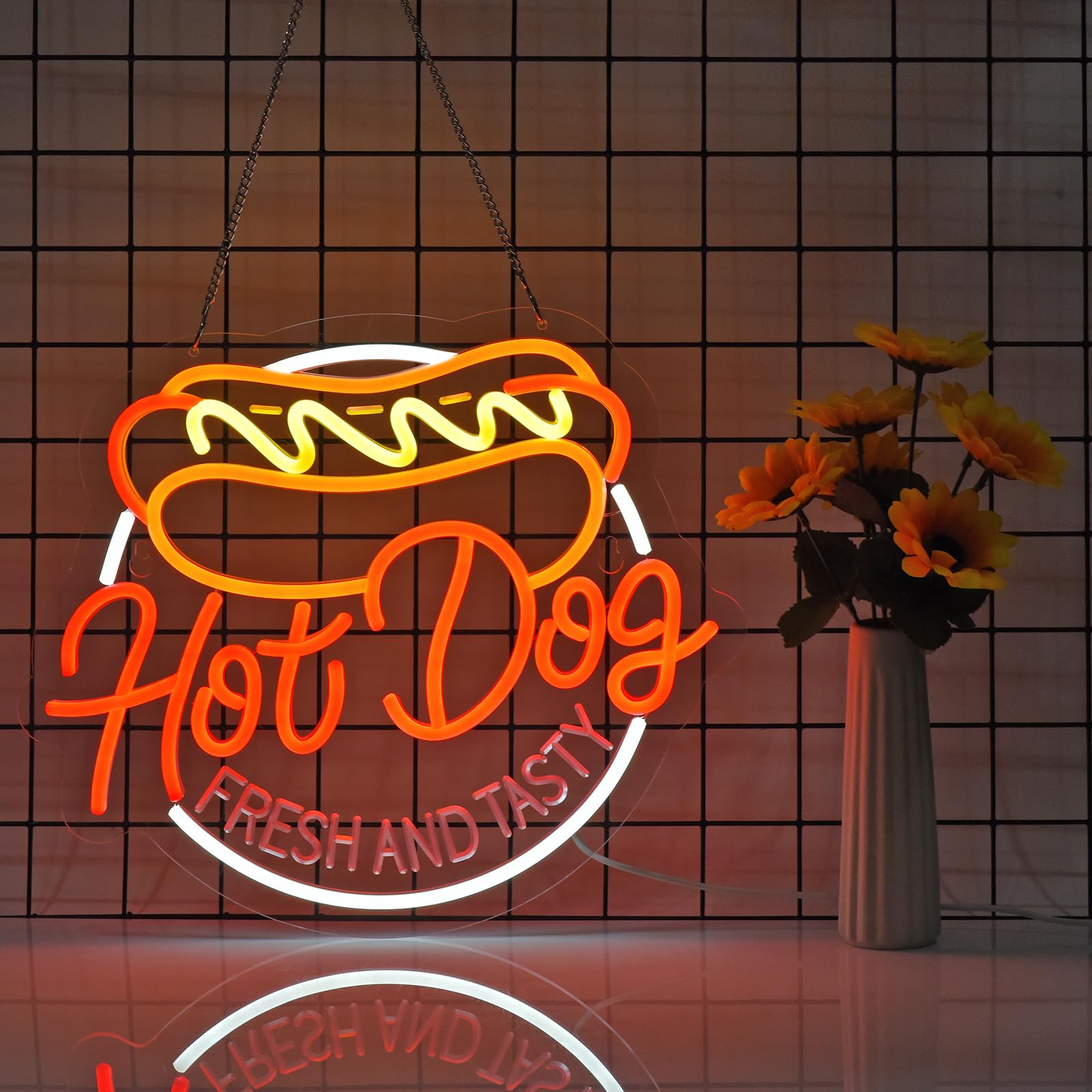 Jomobuty Hot Dog Neon Sign For Wall Decor Led Light Up Sign Business Signage For Home Kitchen Restaurant Bar Cafe Fast Food Shop Gift 14.6 X 12.6 Led Art Wall Hanging Decorative Lights