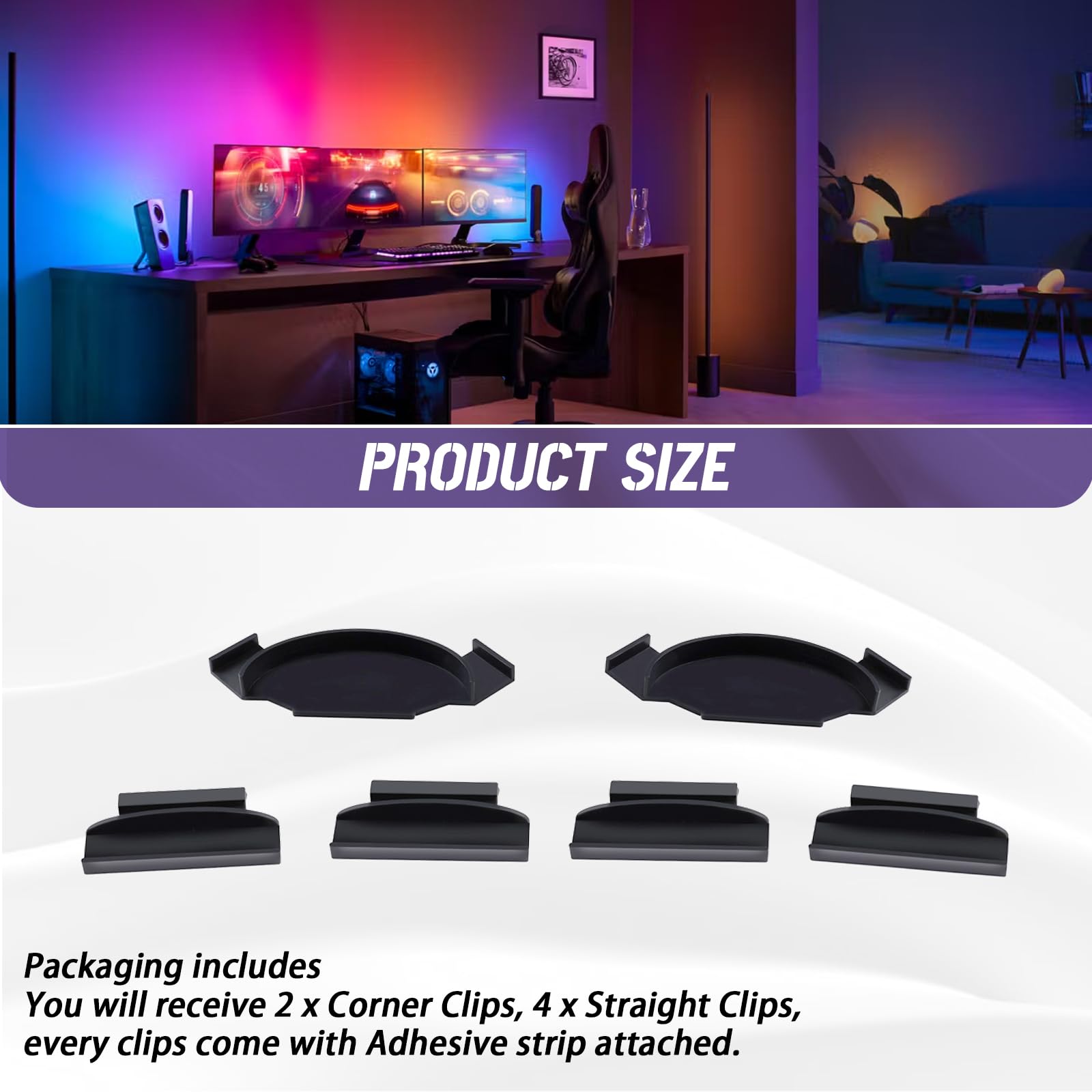 Hqparrts Brackets For Philips Hue Play Gradient Lightstrip, Mounting Clips Compatible With Philips Hue Play Gradient Lightstrip 55/65/75 Inch, Black