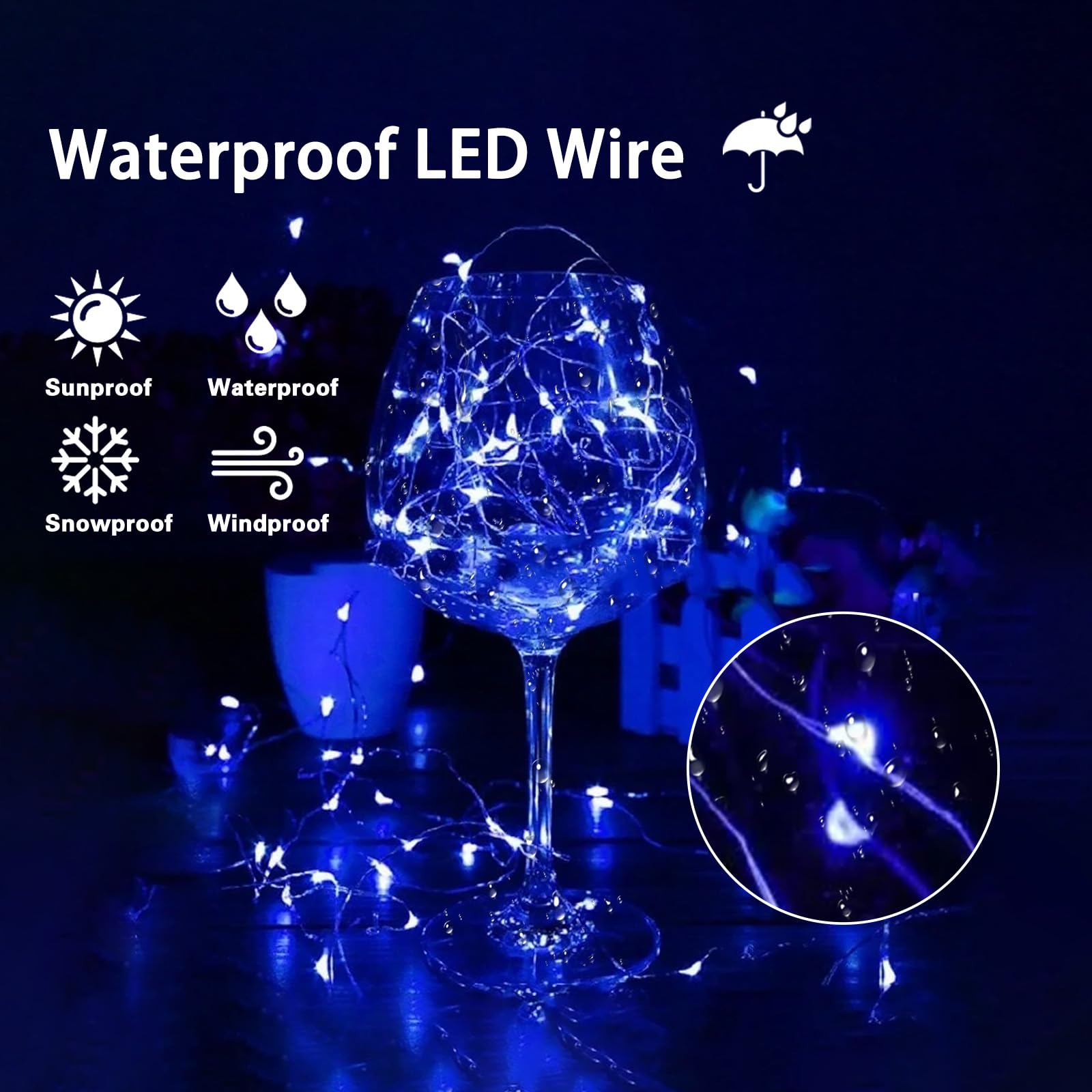 YIQU 3 Pack Fairy Lights, 26 FT 80 LED Battery Operated String Lights with Remote Control Timer, Blue, Model silver80-3pk