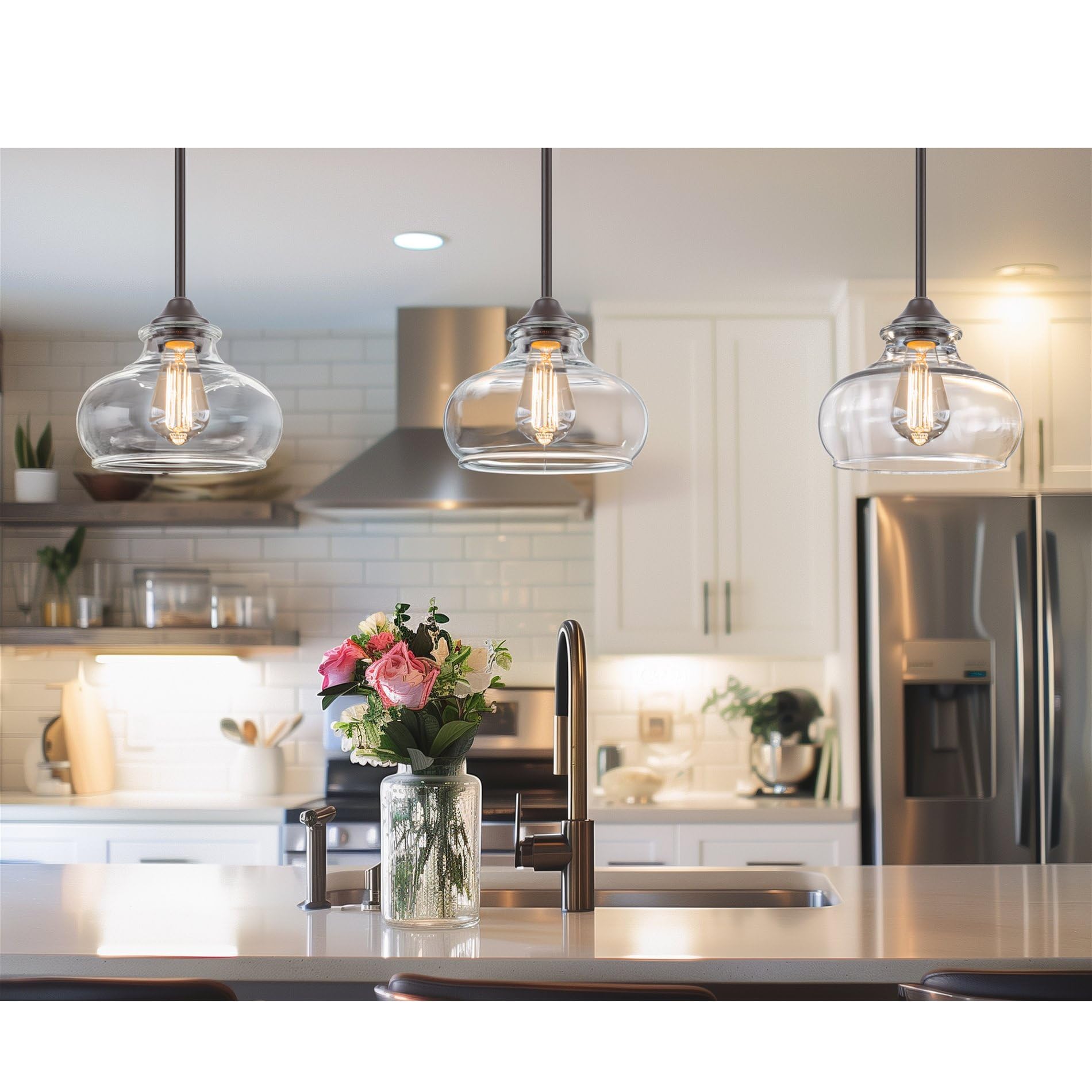 Kira Home Harlow 9in Industrial Pendant Light, Oil Rubbed Bronze, Adjustable Height, Model RV-CP6802-OB