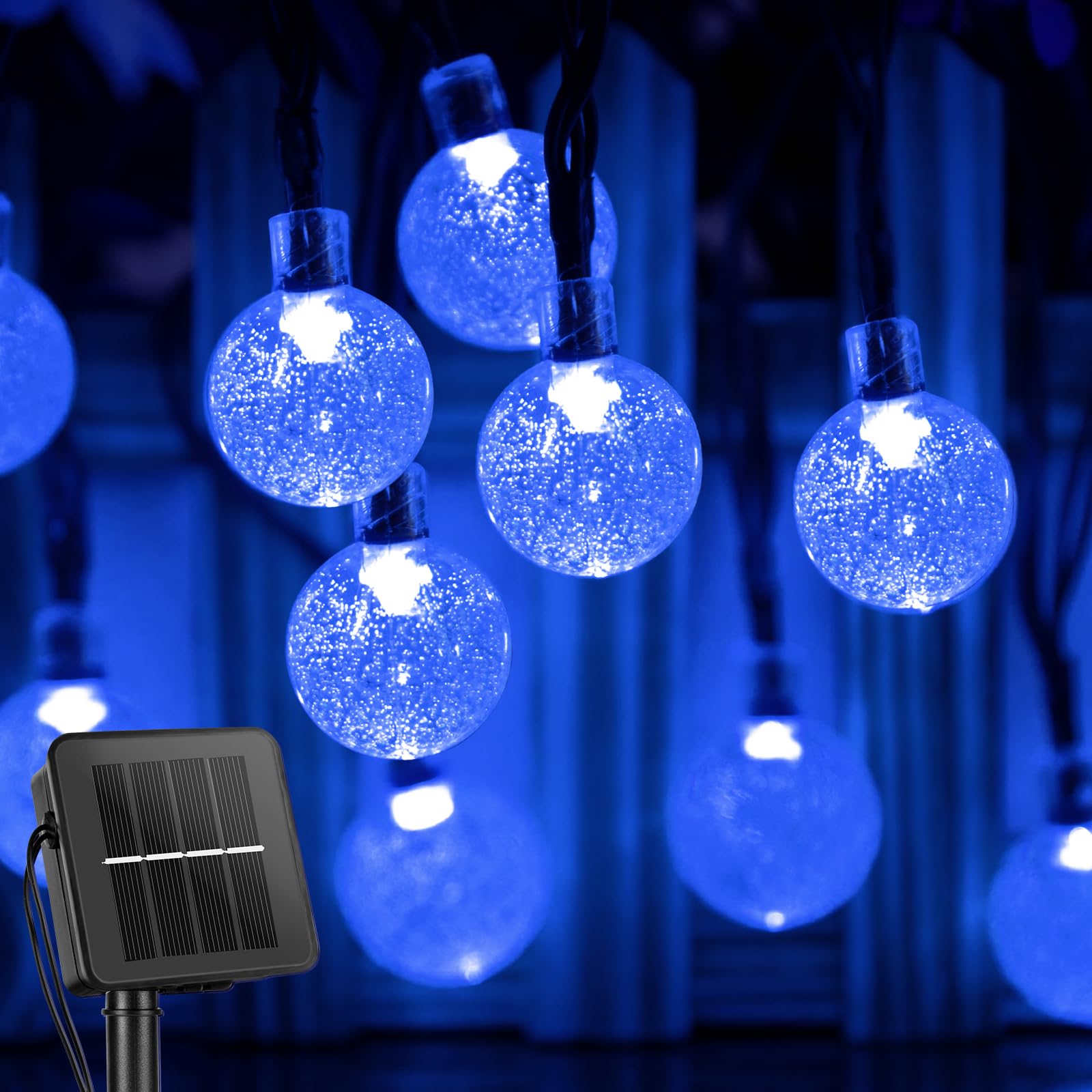 Brightown Solar String Lights Outdoor 60 Led 35.6 Feet Crystal Globe Lights with 8 Lighting Modes, Waterproof Solar Powered Pati