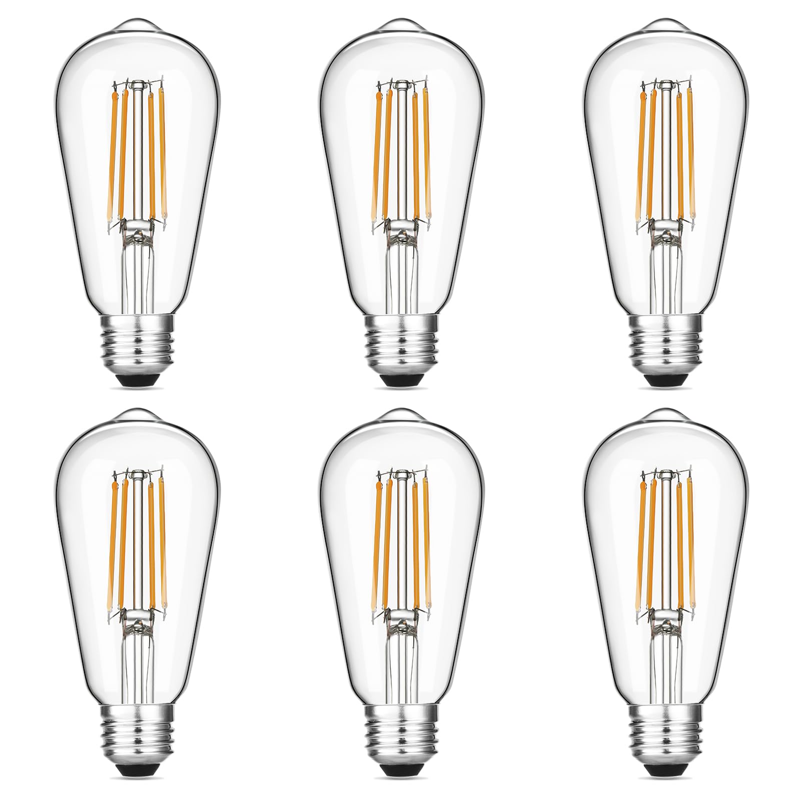 Gozelux Vintage Led Edison Bulbs 6W, Equivalent 60W Incandescent, Warm White 2700K, St58 Antique Led Filament Bulbs With 90+ Cri