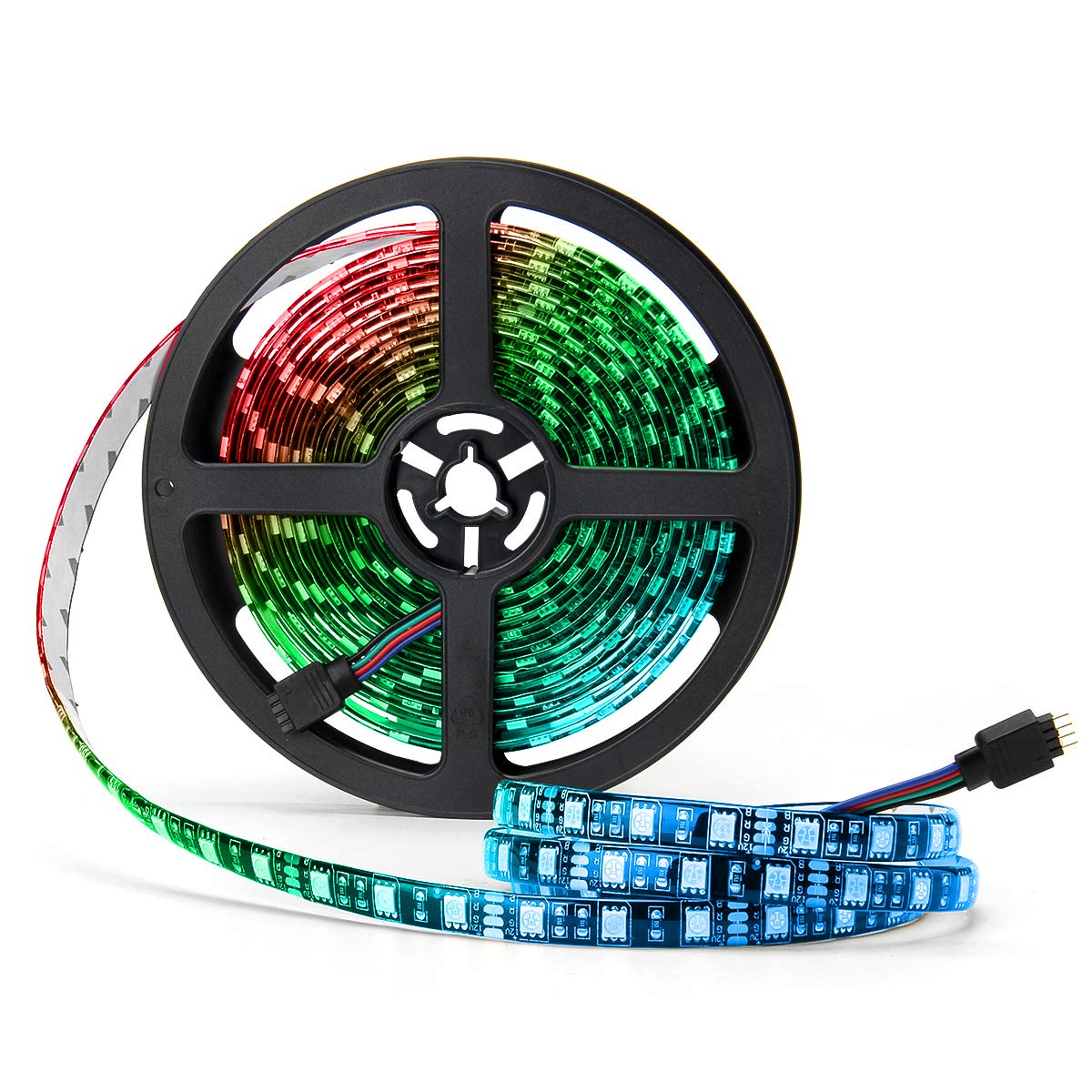 SUPERNIGHT LED Band Lights  16.4FT 5M SMD 5050 Waterproof 300LEDs RGB Color Changing Flexible LED Light Band for Bedroom  TV Back Lighting  Christmas  Valentines Day (Black PCB)