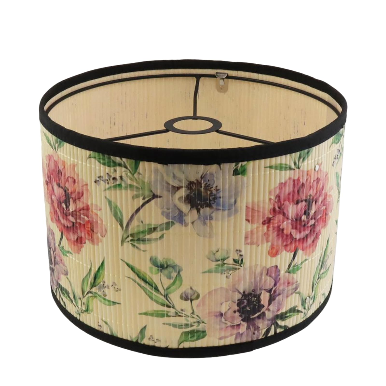 Mewutal E27 Drum Lampshade Floral Pattern Chandelier Lamp Shade Vintage Lamp Cover 11.81  7.87 Round Print Pleated Light Cover B