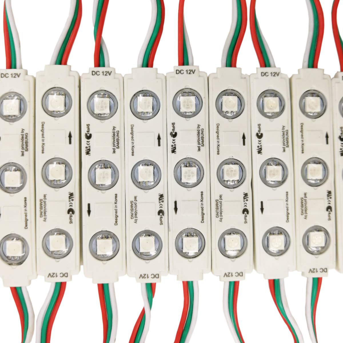 YUNBO WS2811 RGB LED Module Lights, 100Pcs, IP65 Waterproof, SMD 5050, Multicolor, Model XH-5050-3ZD