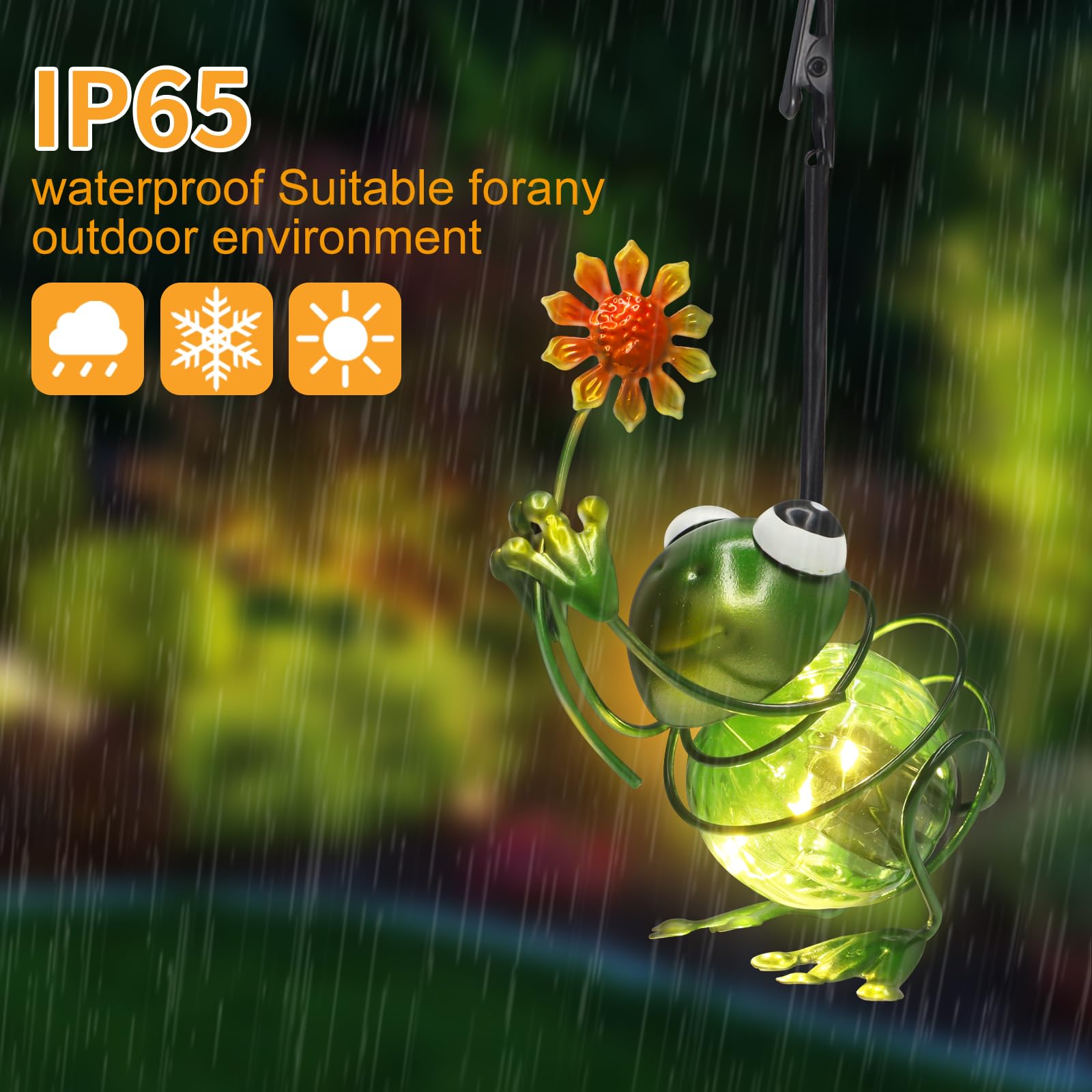 Yamodoor Frog Solar Outdoor Lantern - Waterproof Metal Sculpture Light, Green, 1 Pack, Model YA-109 - Perfect for Garden Decor and Gifts