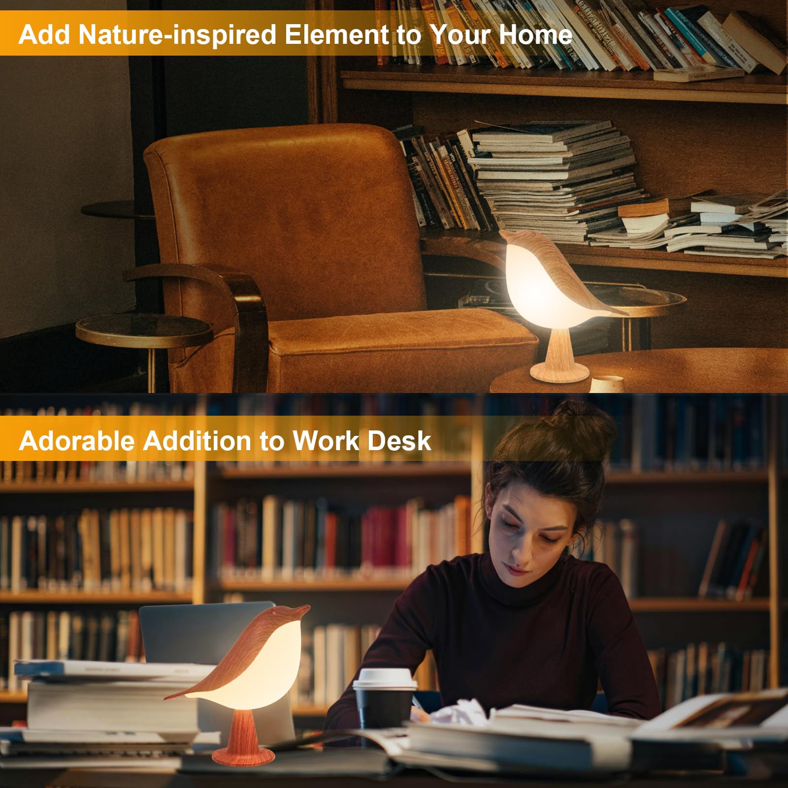 Deogos Table Lamp Combo, Small Rechargeable Cordless Lamps, 3 Color Temperatures, Adjustable Brightness, Maple + Red, Circular Base