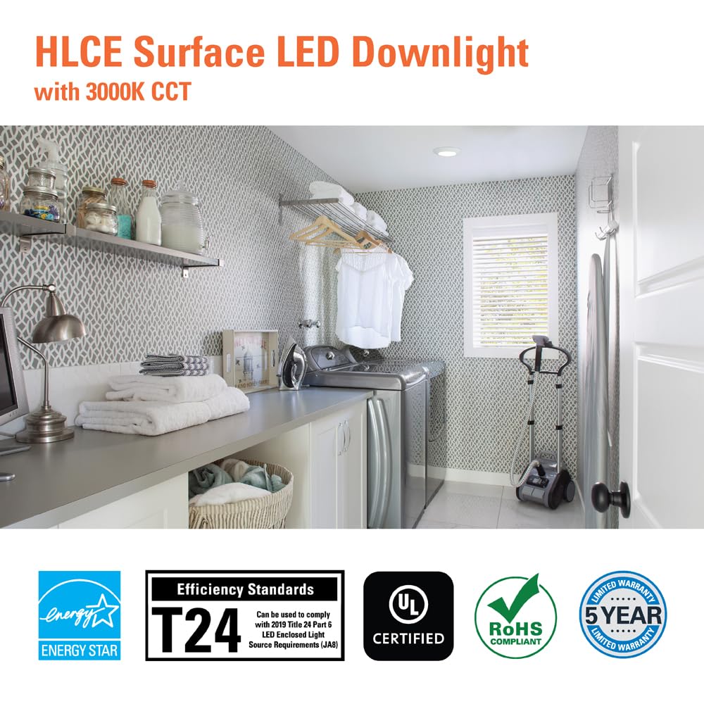 Halo Hlce 6 Inch Integrated Led Recessed Disk Light, 3000K, 900 Lumens, 90 Cri, Title 20 California Compliant, 6-Pack