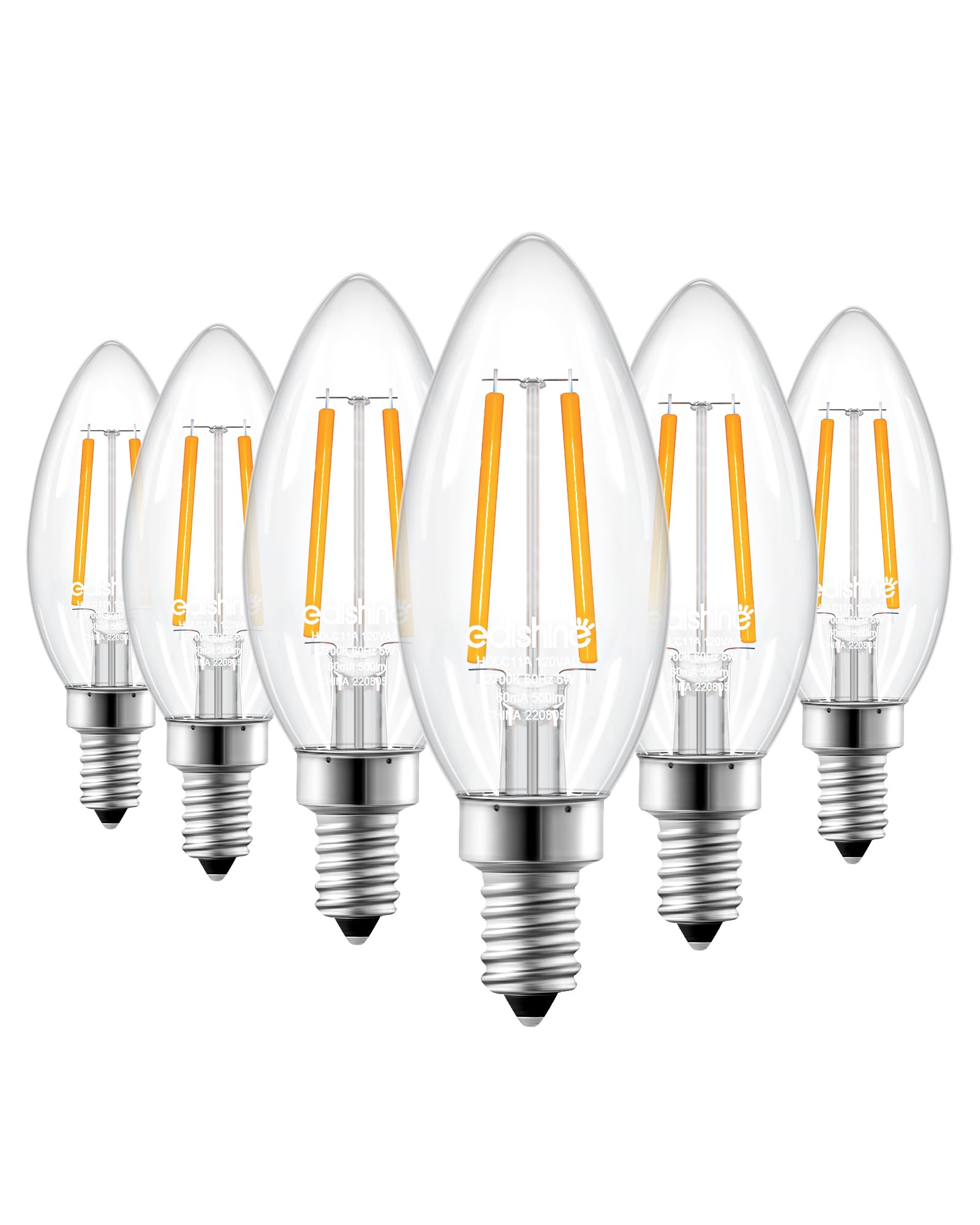 Edishine E12 Led Candelabra Bulb, 5W Equivalent 60W 2700K 500Lm Warm Light, Dimmable Chandelier Light Bulbs, Led Candle Light Bu