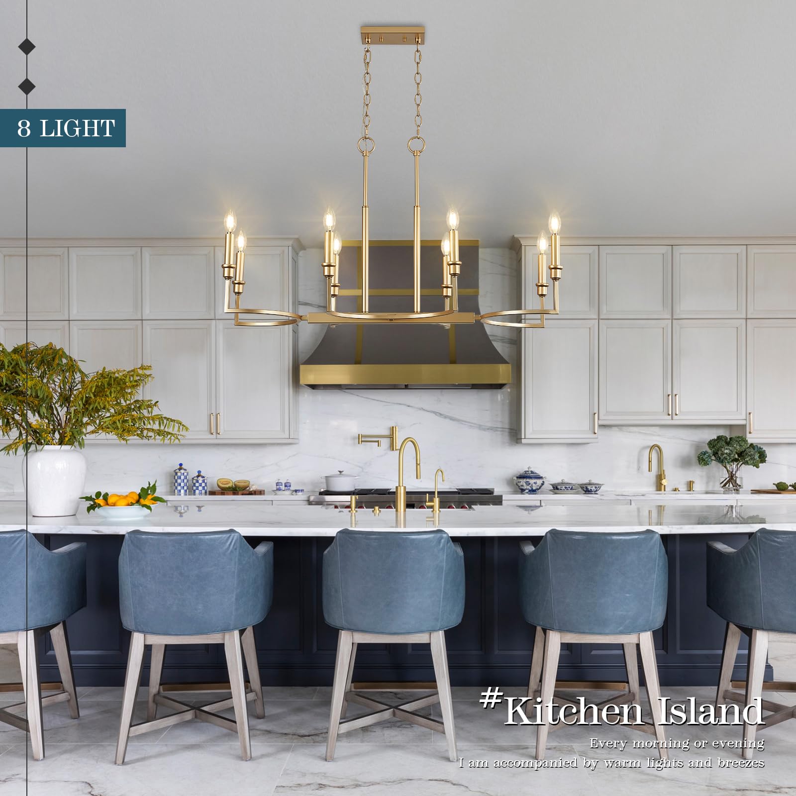 Caraluxe Gold Rectangular Chandelier Linear Kitchen Island Chandelier Light Fixture 8 Light Gold Chandeliers Lighting For Kitche