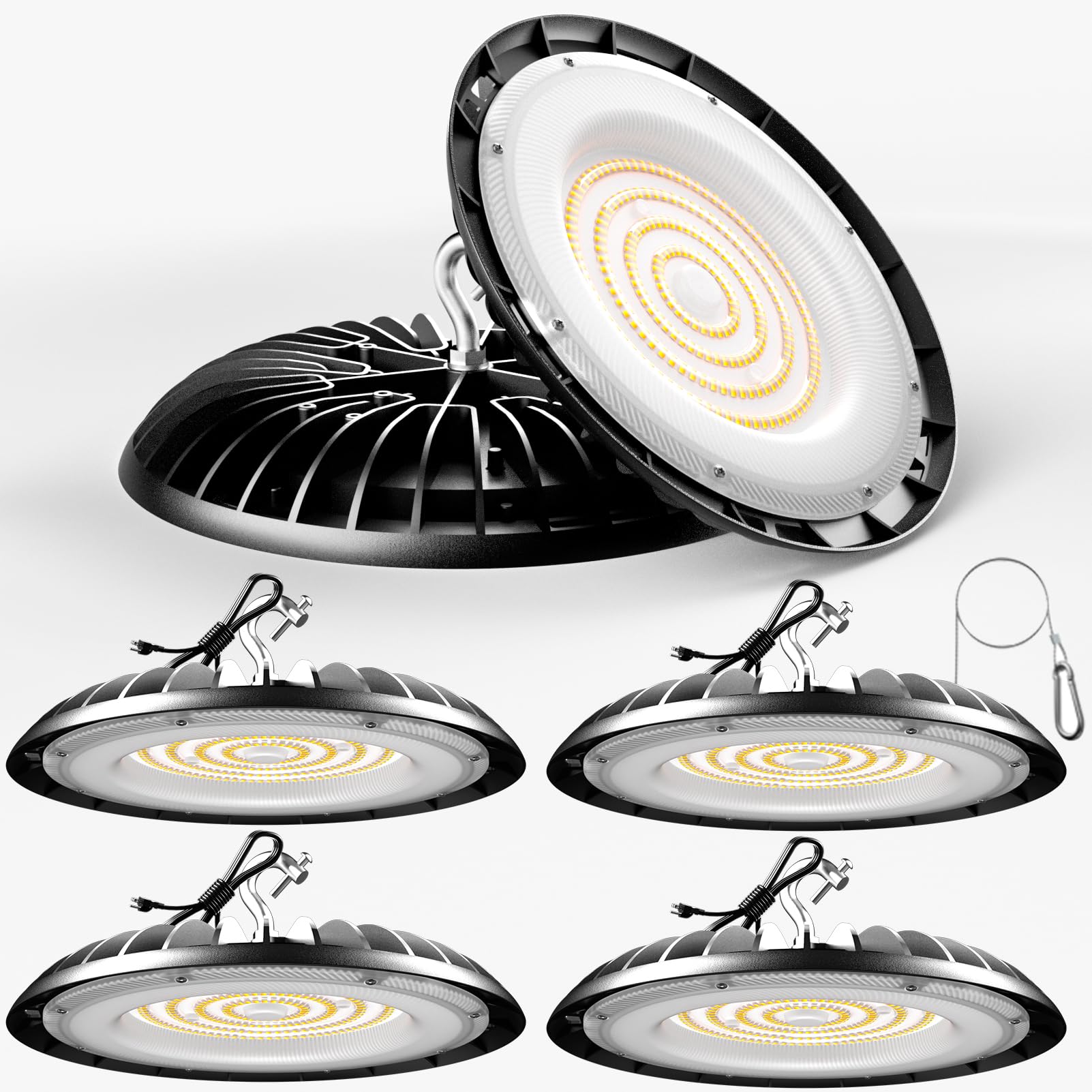 Lightdot 4Pack 240W Super Bright UFO High Bay LED Shop Lights for Warehouse 36000LM 5000K UFO High Bay Lighting US Plug AC100-27