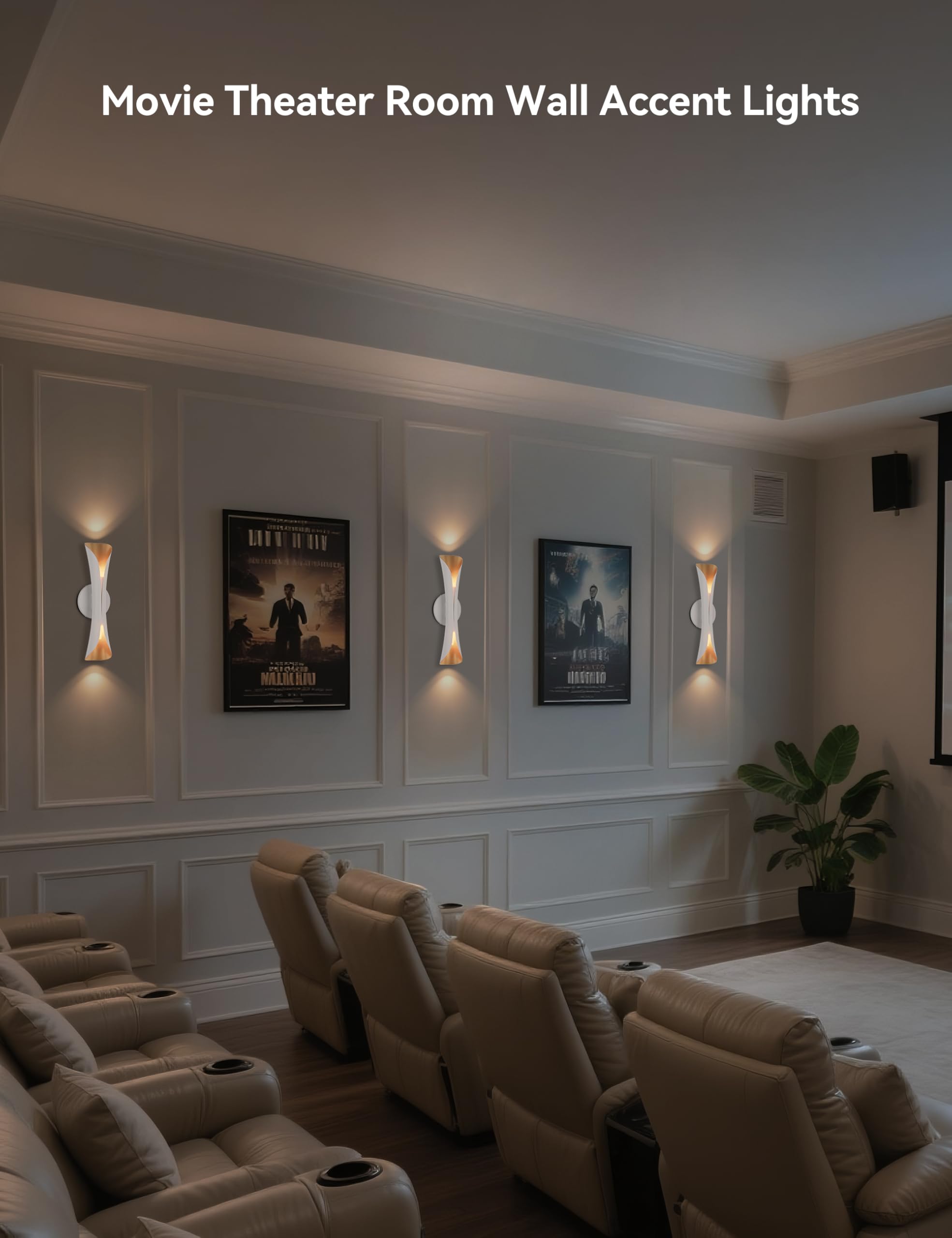 Tubicen Wall Sconce Up And Down Wall Light Indoor Dimmable E12 Home Theater Sconces Wall Lighting 15.7 H Sleek Modern Wall Lights For Living Room Bedroom Stairway Hardwired