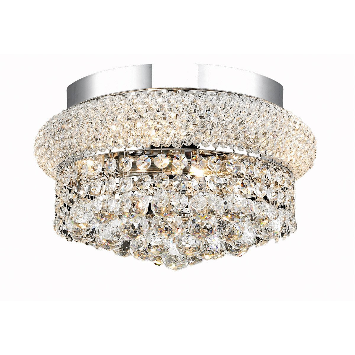Elegant Lighting 1800F12C/Rc Primo 6-Inch High 4-Light Flush Mount, Chrome Finish With Crystal (Clear) Royal Cut Rc Crystal
