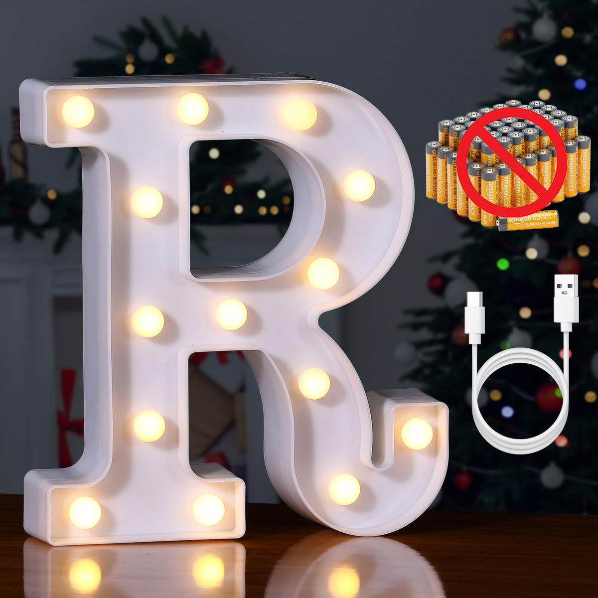 Foaky Led Gold Foaky Rechargeable LED Letter Light Sign, Warm Plastic Marquee Lamp, S ...