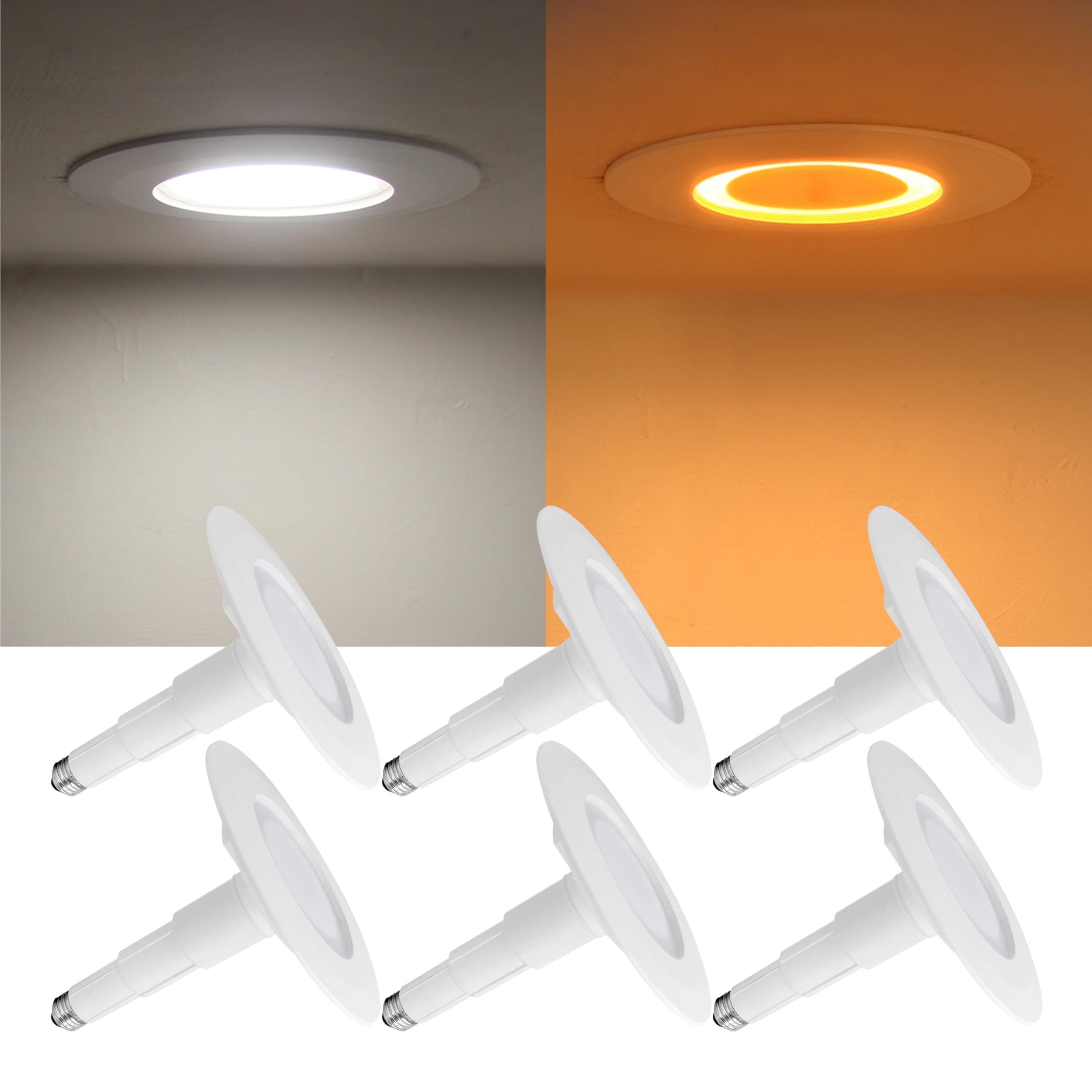 Soliseed 6 Pack 5/6 Inch LED Can Lights with Night Light,Adjustable Recessed Lighting Retrofit Downlight with Telescoping Rod,50