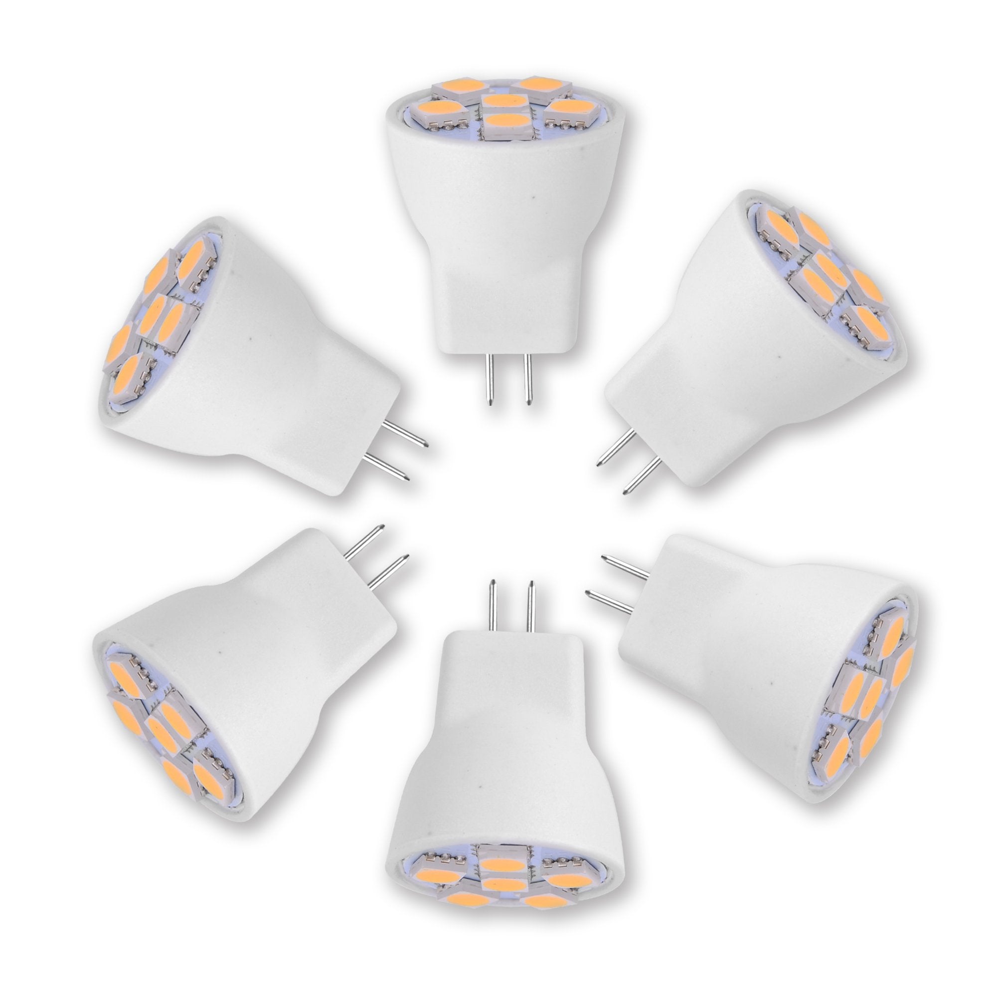 12Vmonster MR8 LED Light Bulb Replacement - Cool Pure White - Mini Halogen Size - 12 Volt - 6 Pack